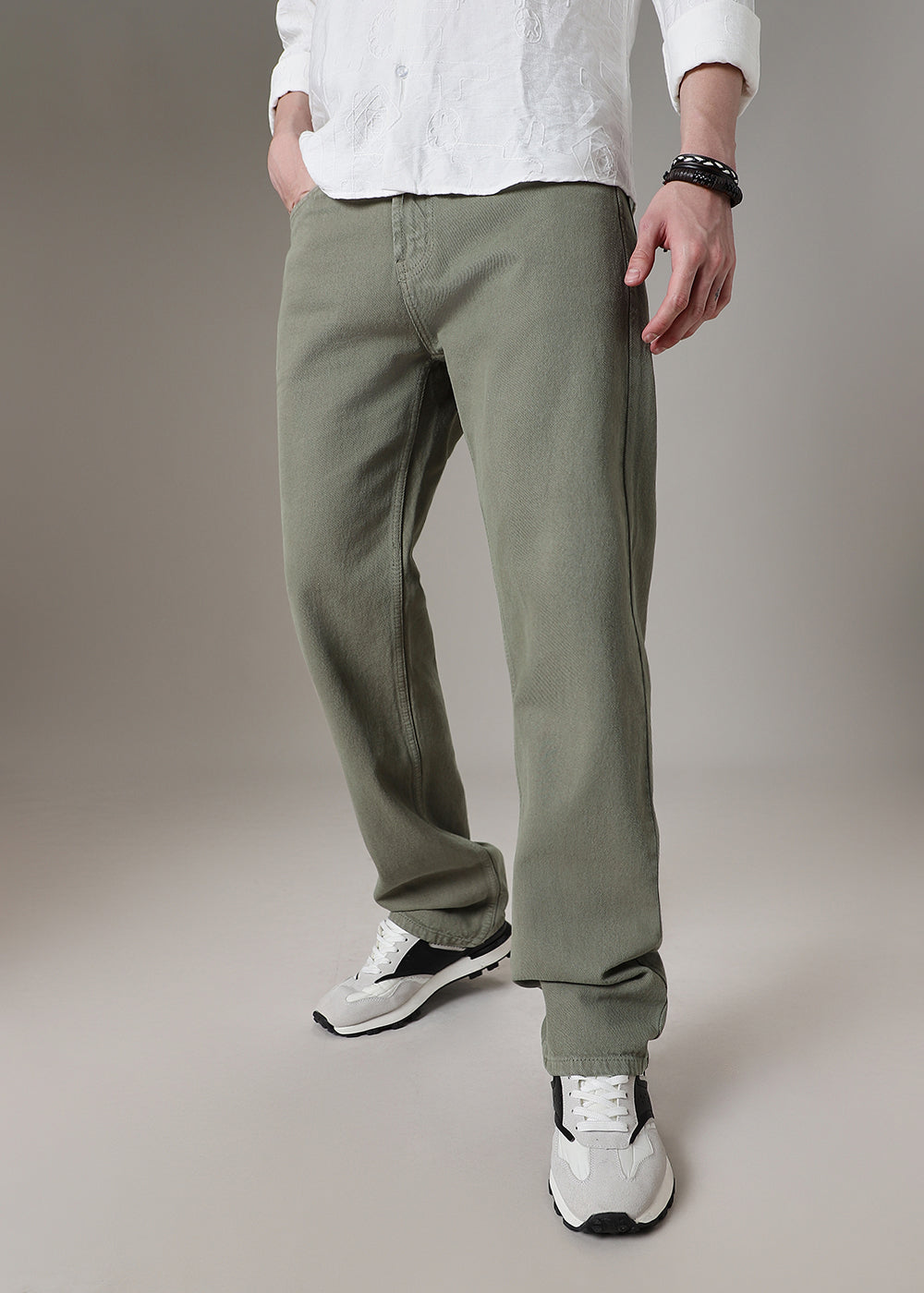 Fern Green Straight Fit Denim