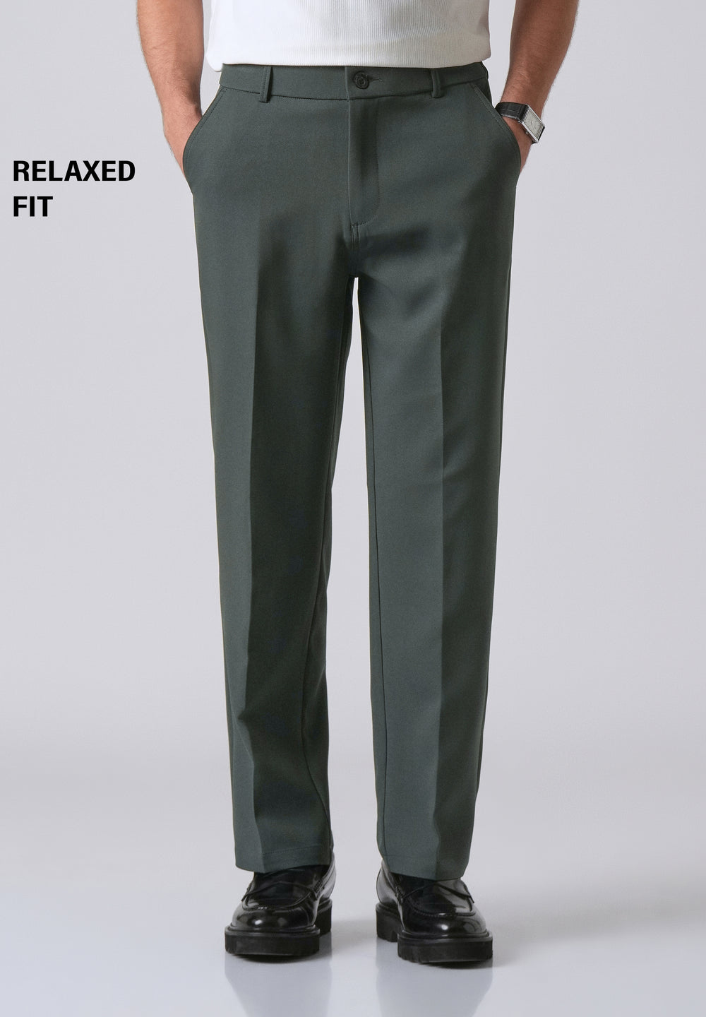Fern Green Relaxed Fit Trousers