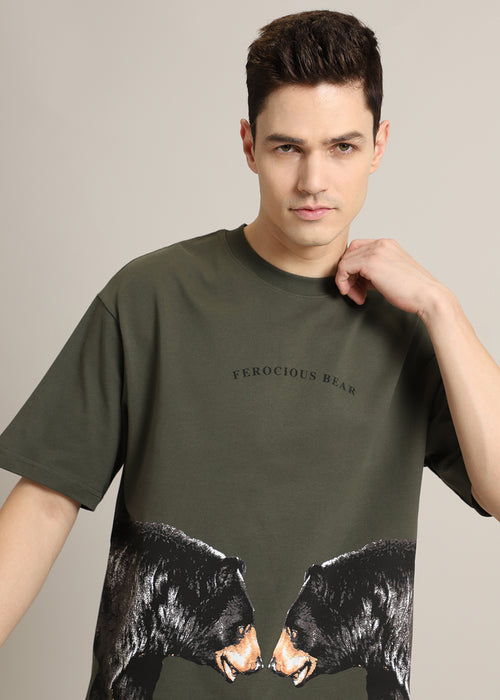 Ferocious Olive Oversized T-Shirt