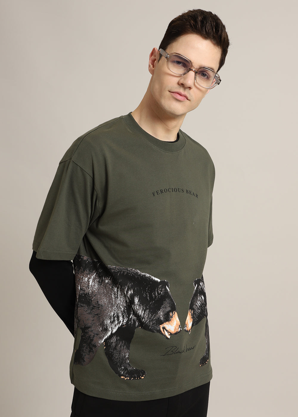 Ferocious Olive Oversized T-Shirt