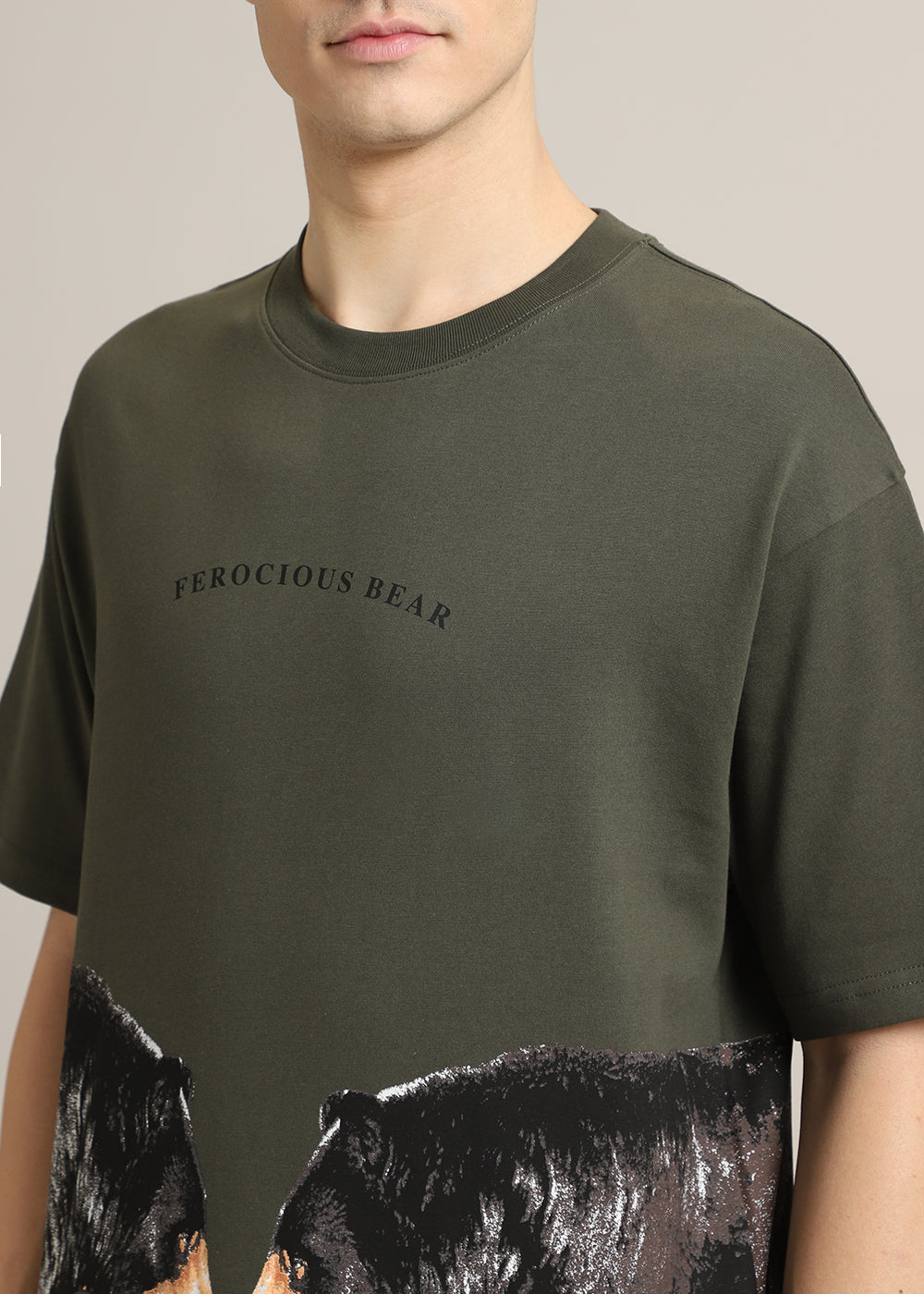 Ferocious Olive Oversized T-Shirt