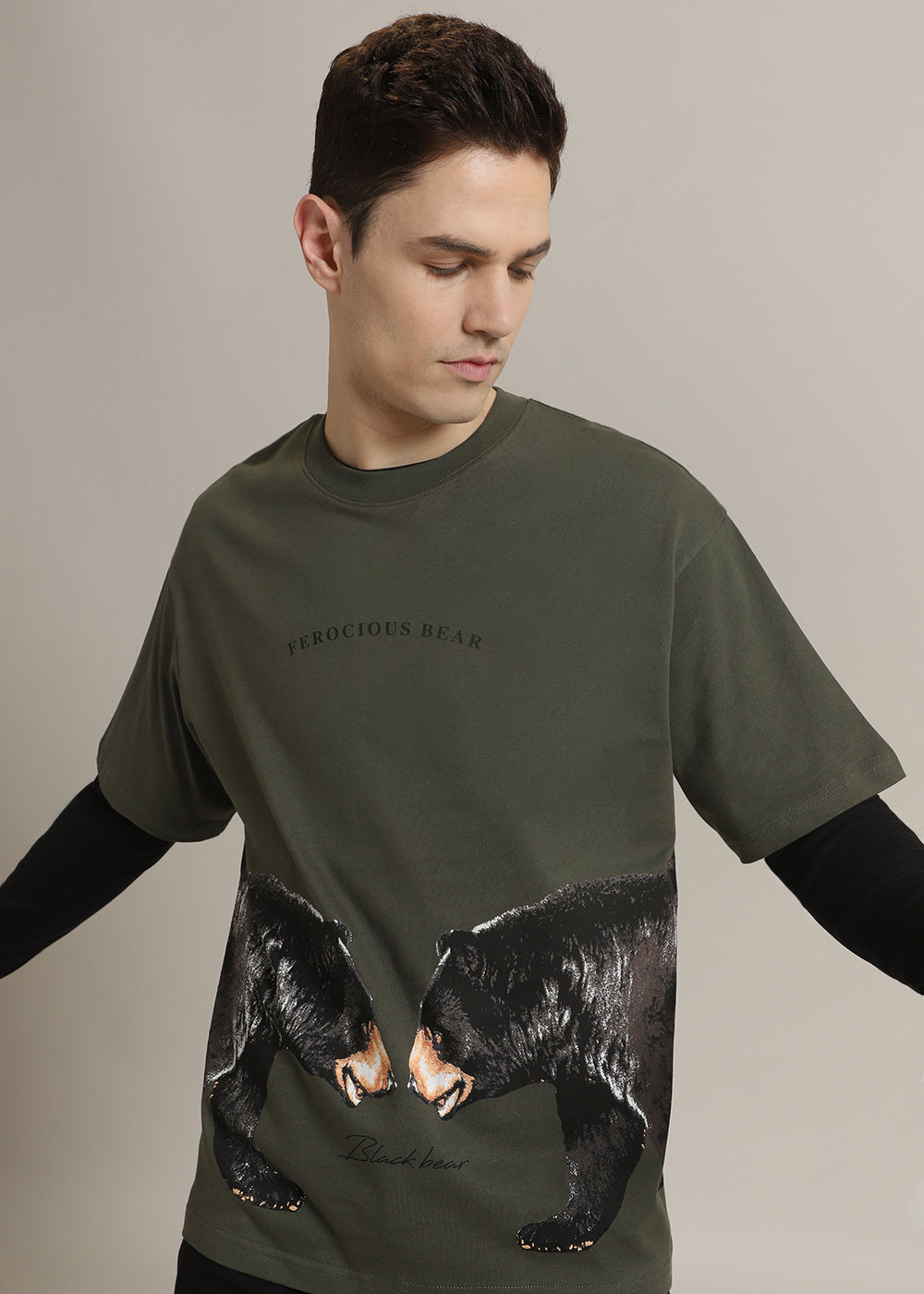 Ferocious Olive Oversized T-Shirt