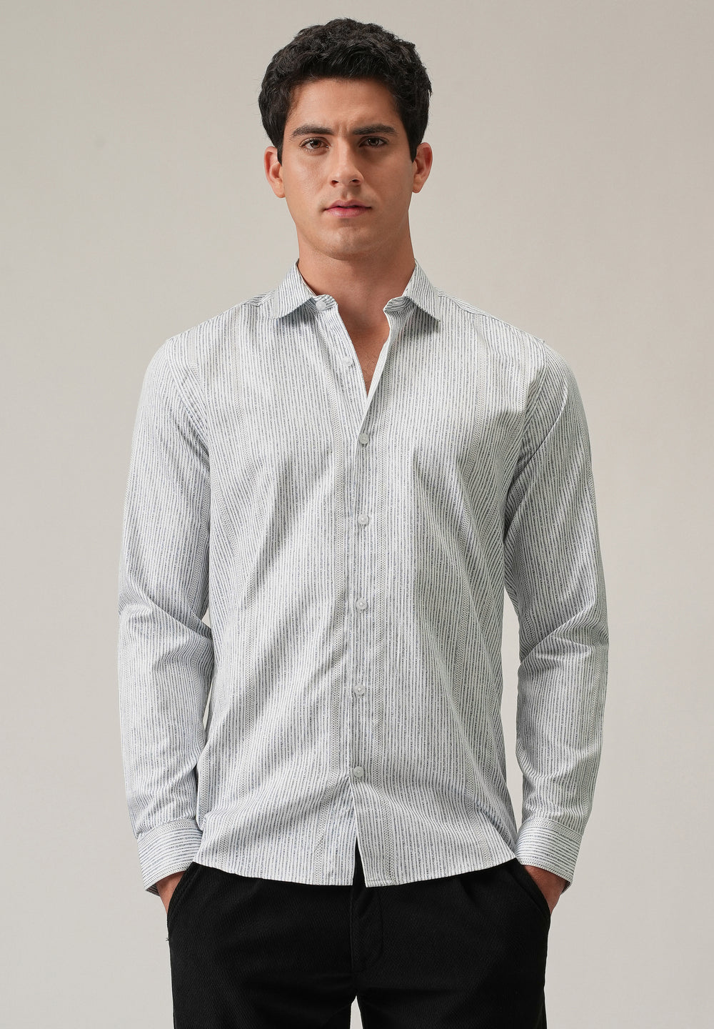 Fine Line Stripe Print Shirt