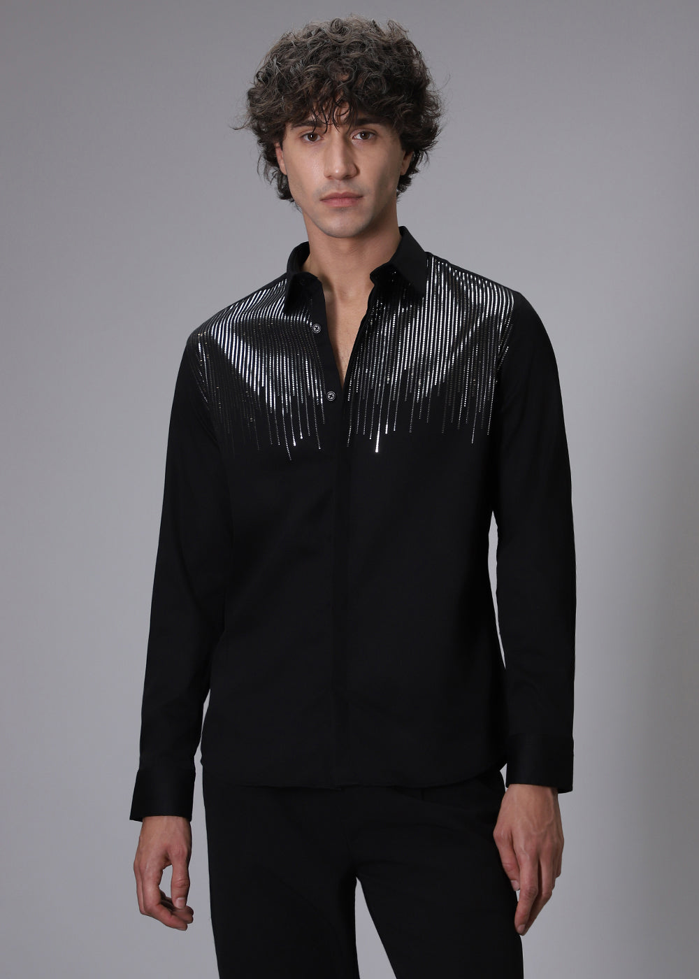 Flecked Sequenced Black Shirt