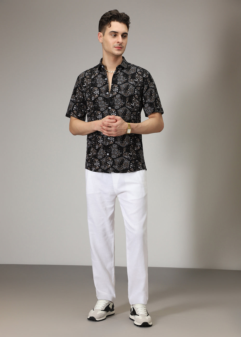 Flora Geo Black Print Shirt