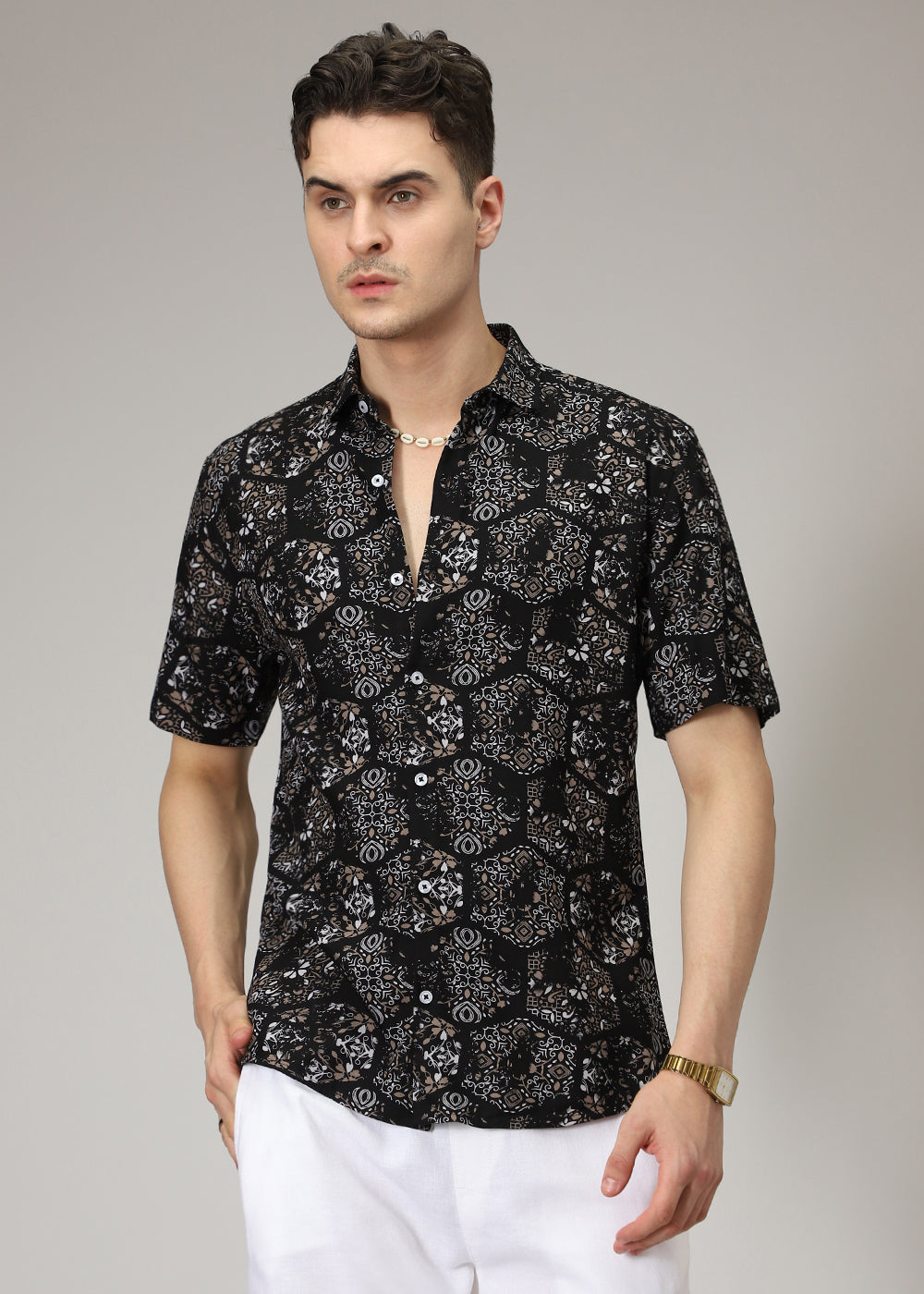 Flora Geo Black Print Shirt