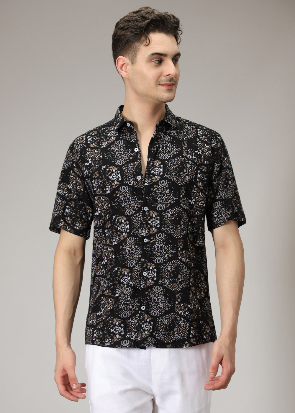 Flora Geo Black Print Shirt