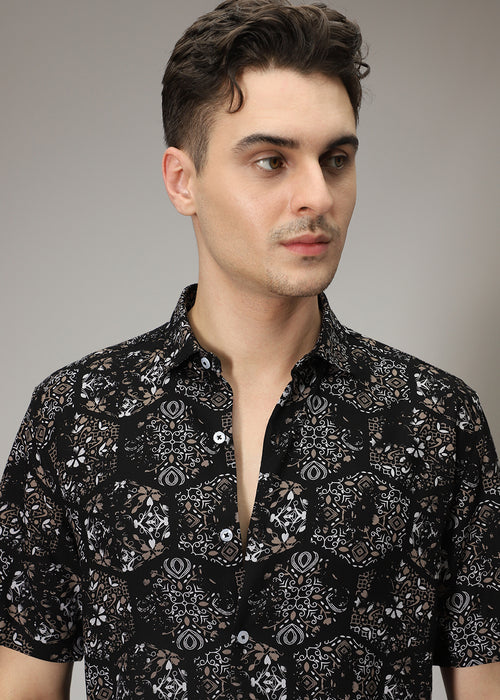 Flora Geo Black Print Shirt