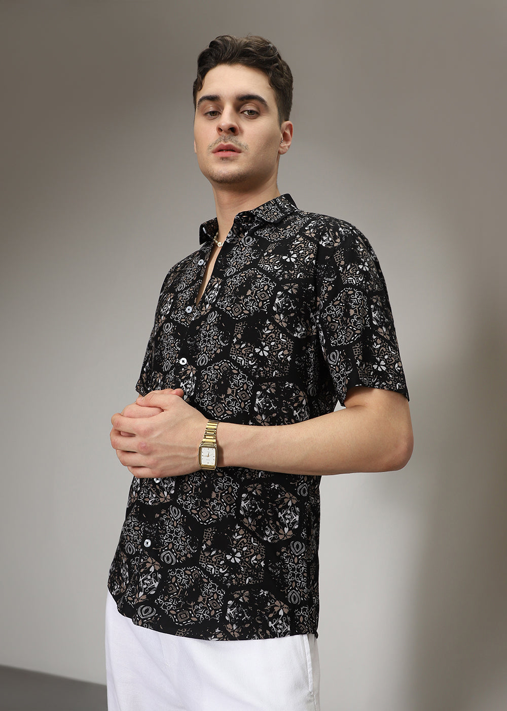 Flora Geo Black Print Shirt