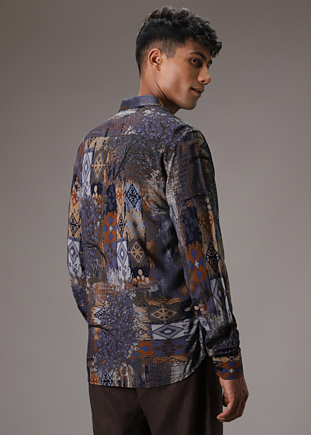 Flora Geo Blue Feather Shirt