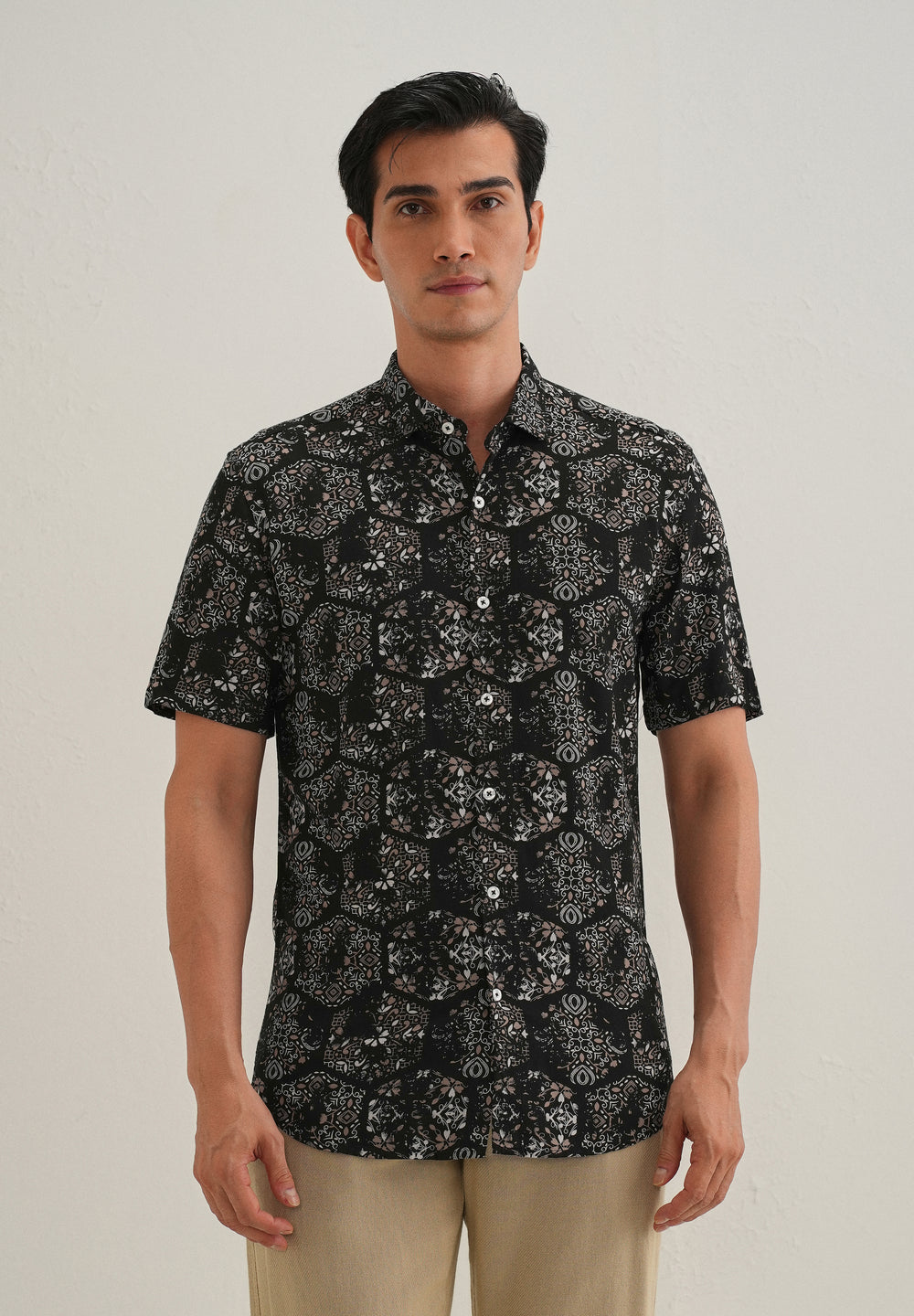 Flora Geo Black Print Shirt