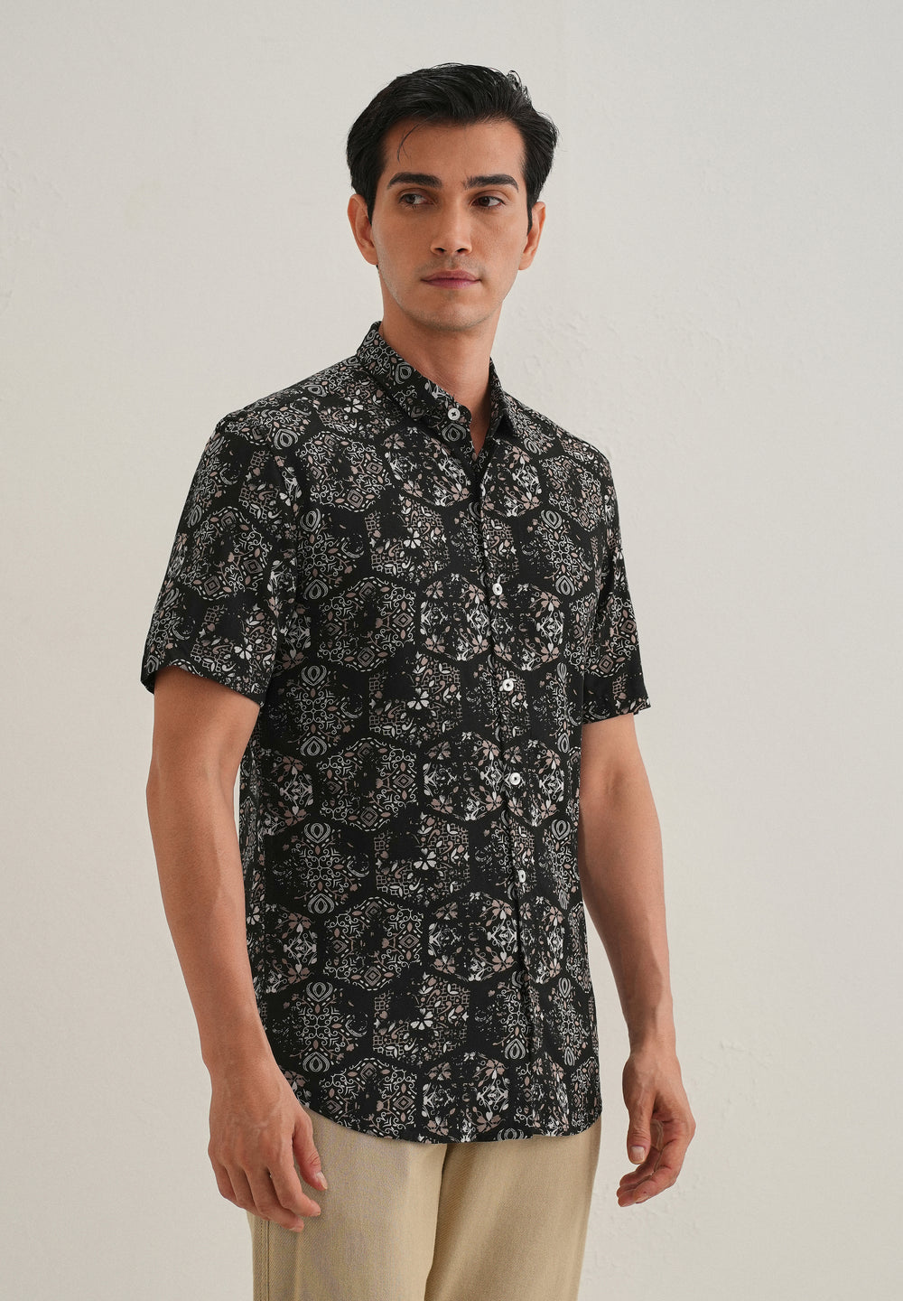 Flora Geo Black Print Shirt