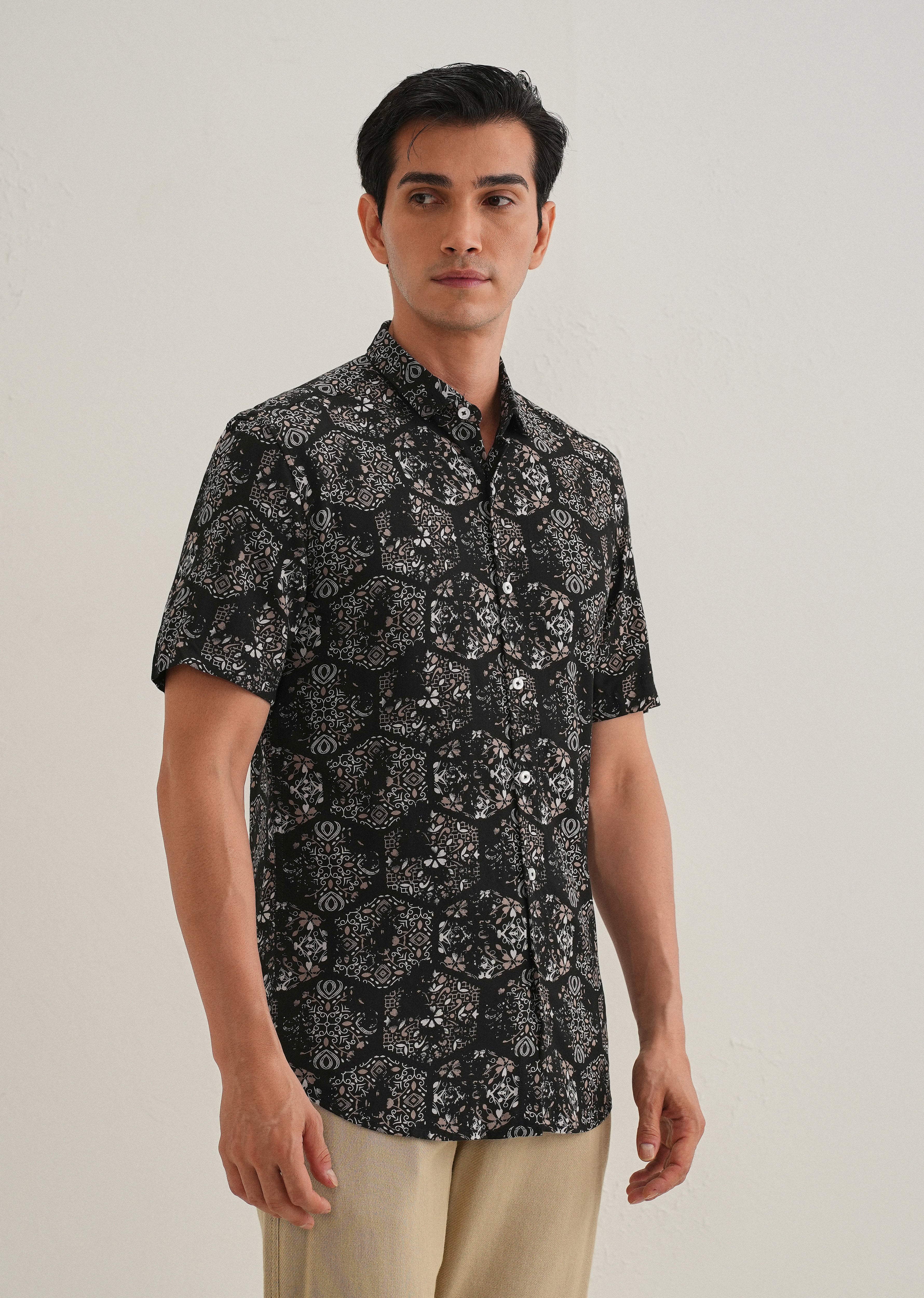 Flora Geo Black Print Shirt