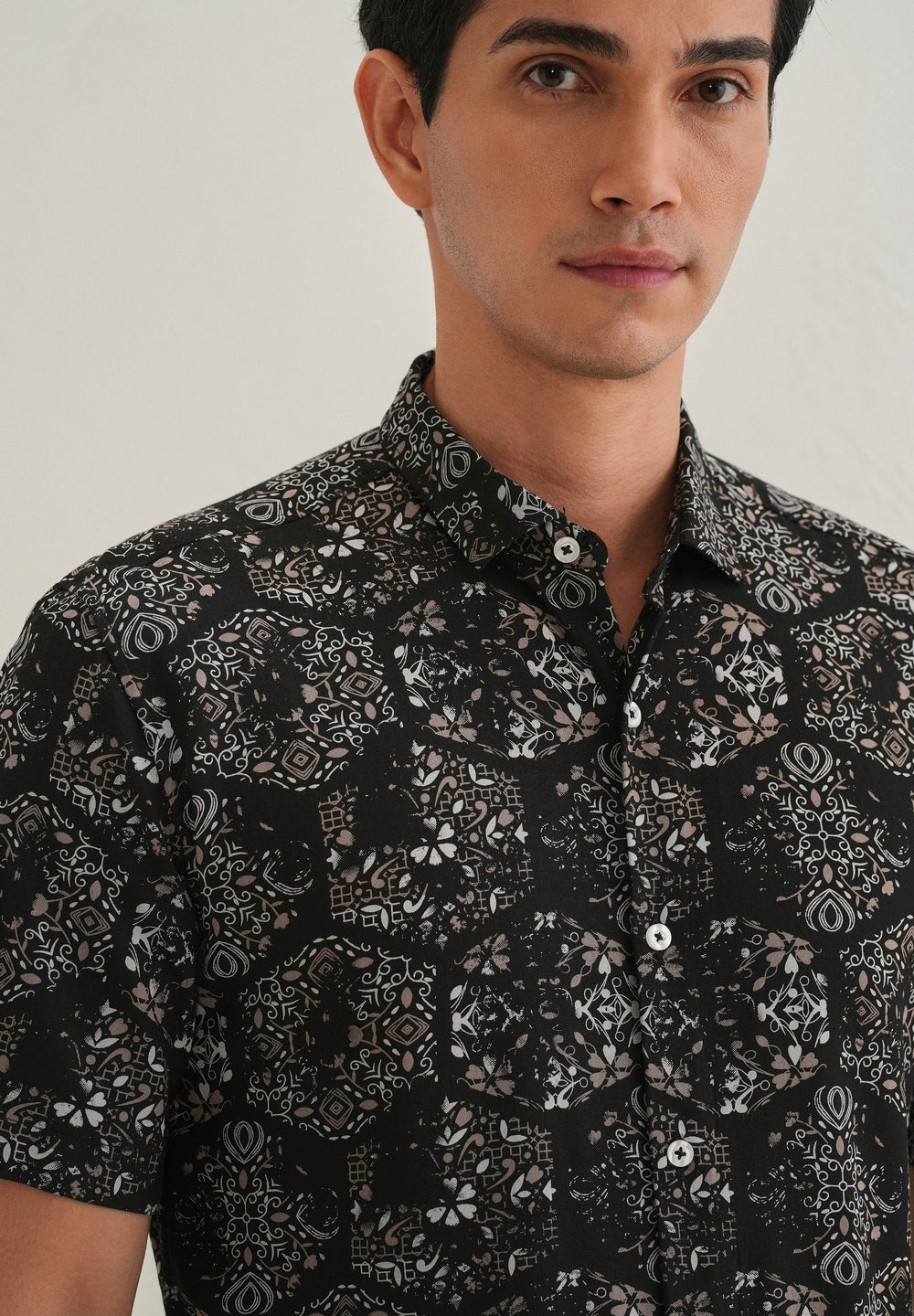 Flora Geo Black Print Shirt