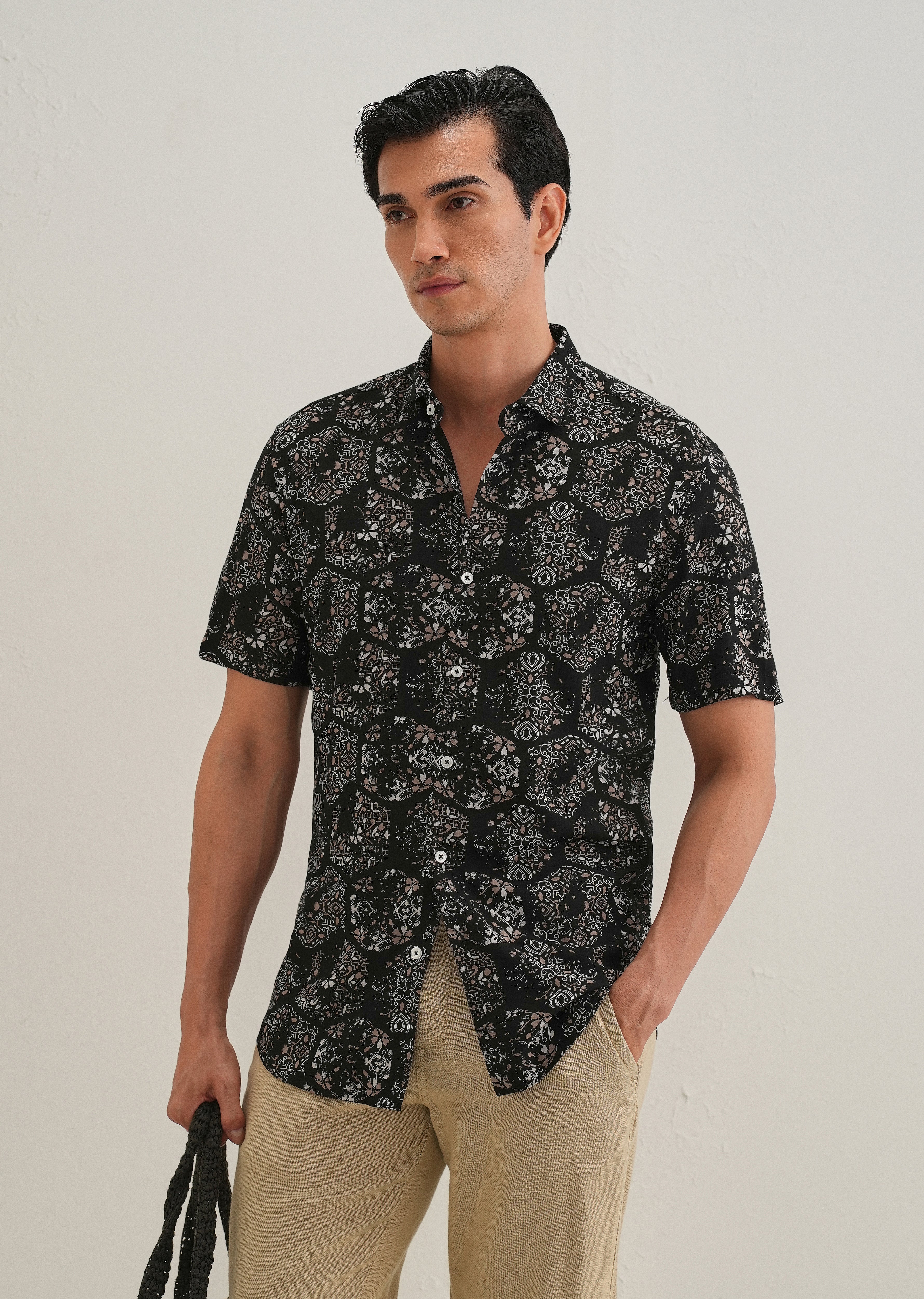 Flora Geo Black Print Shirt