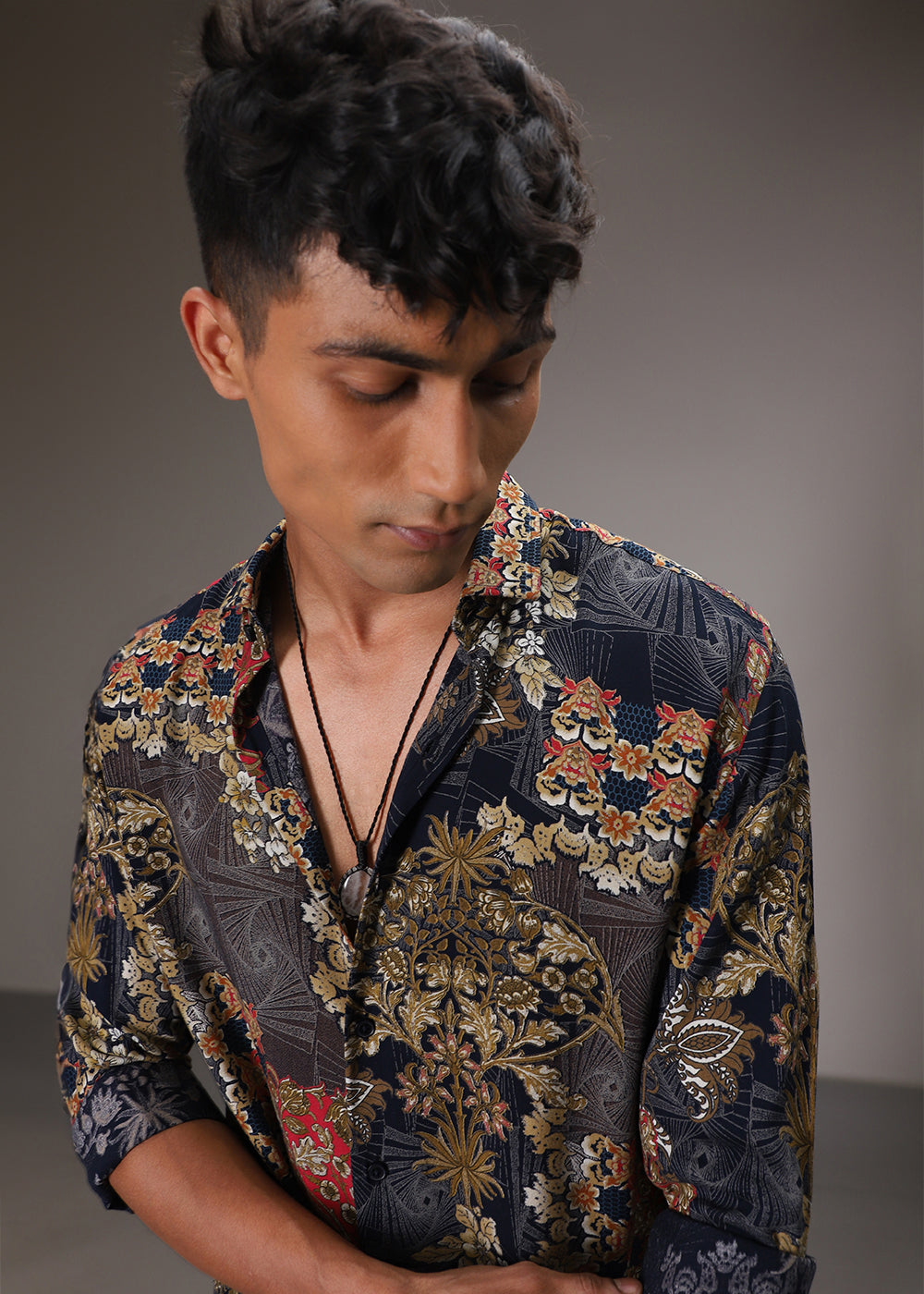 Floral Abstract Blue Feather Shirt