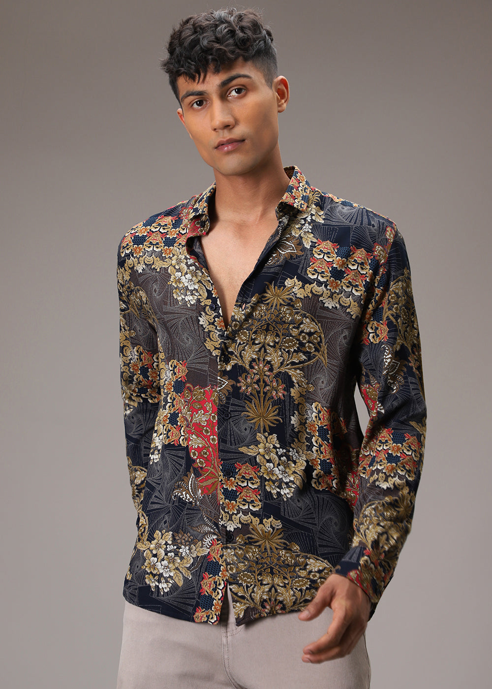 Floral Abstract Blue Feather Shirt