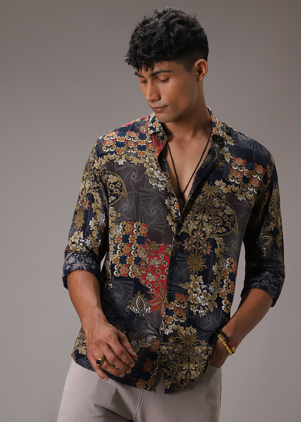 Floral Abstract Blue Feather Shirt