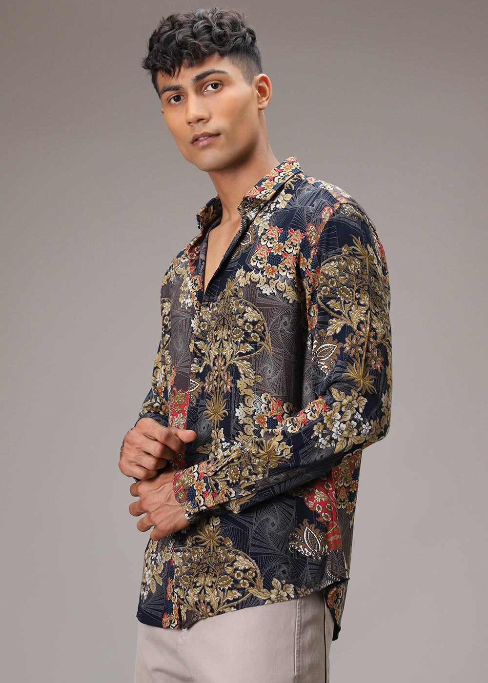 Floral Abstract Blue Feather Shirt