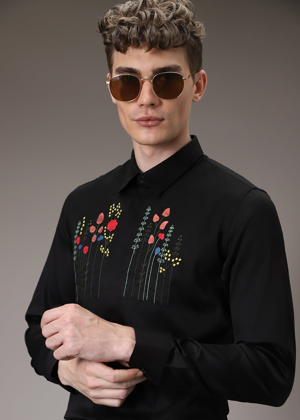 Floral Artistry Black Shirt