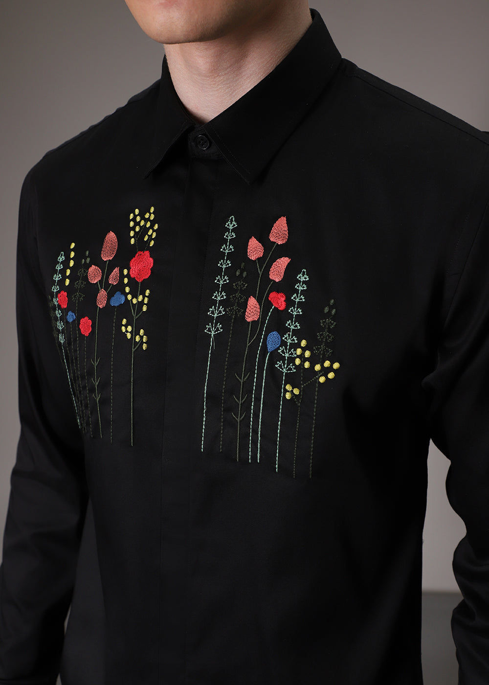 Floral Artistry Black Shirt