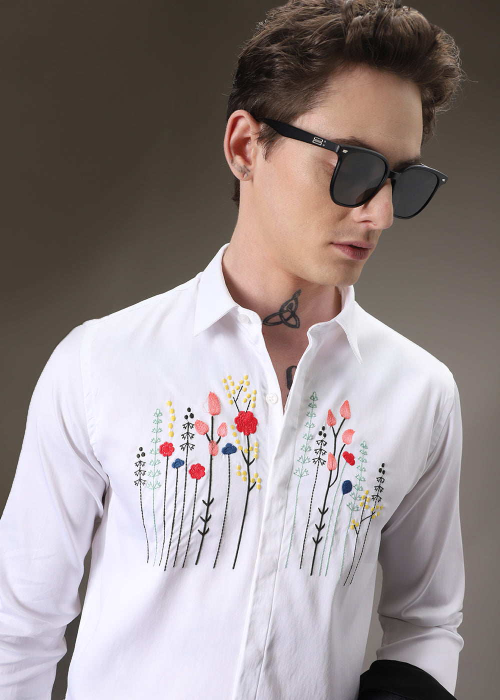 Floral Artistry White Shirt