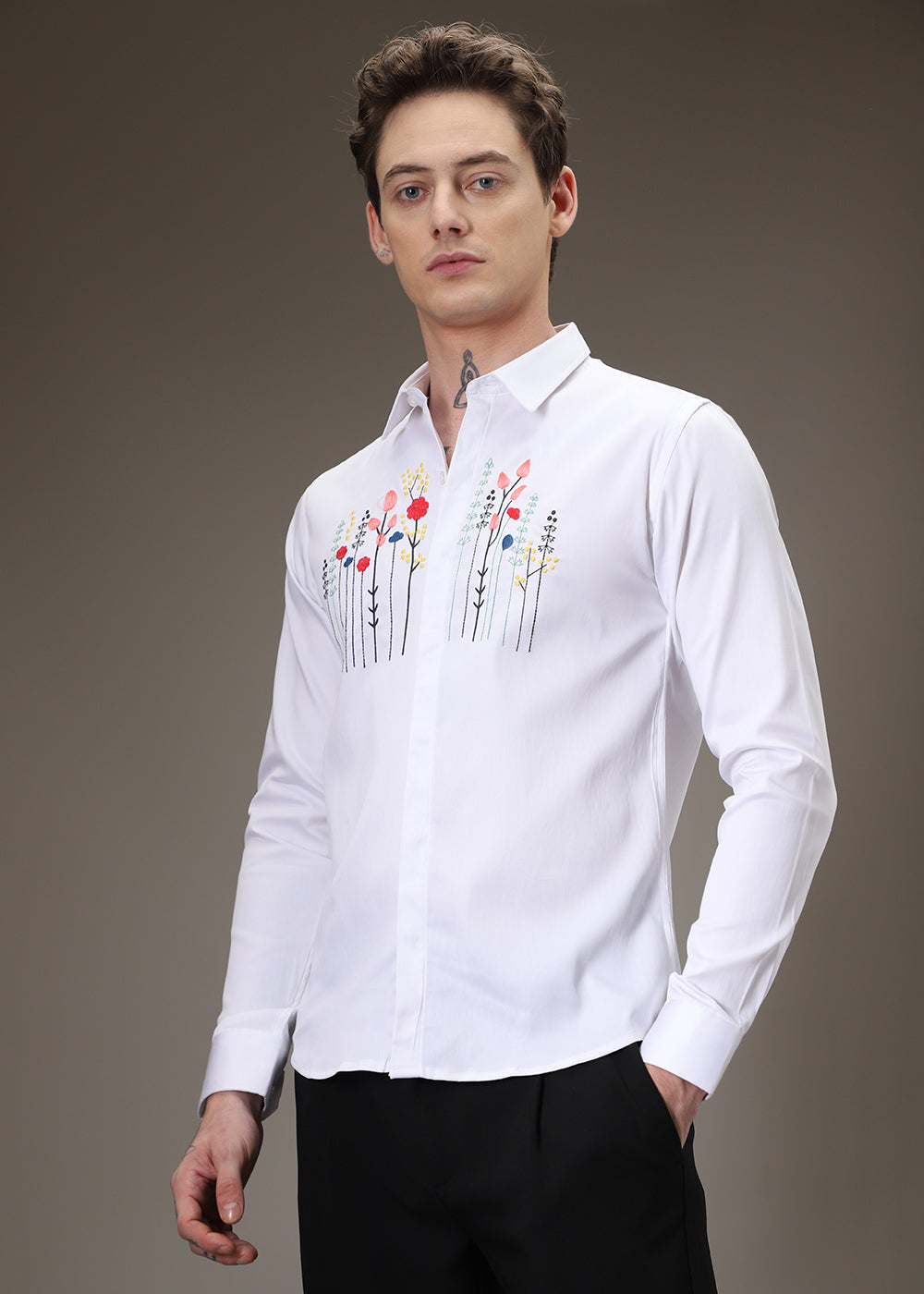 Floral Artistry White Shirt
