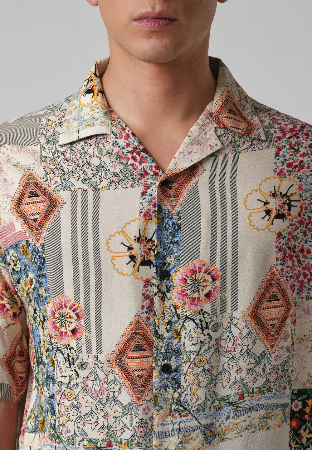 Floral Geometric Oversized Feather Shirt