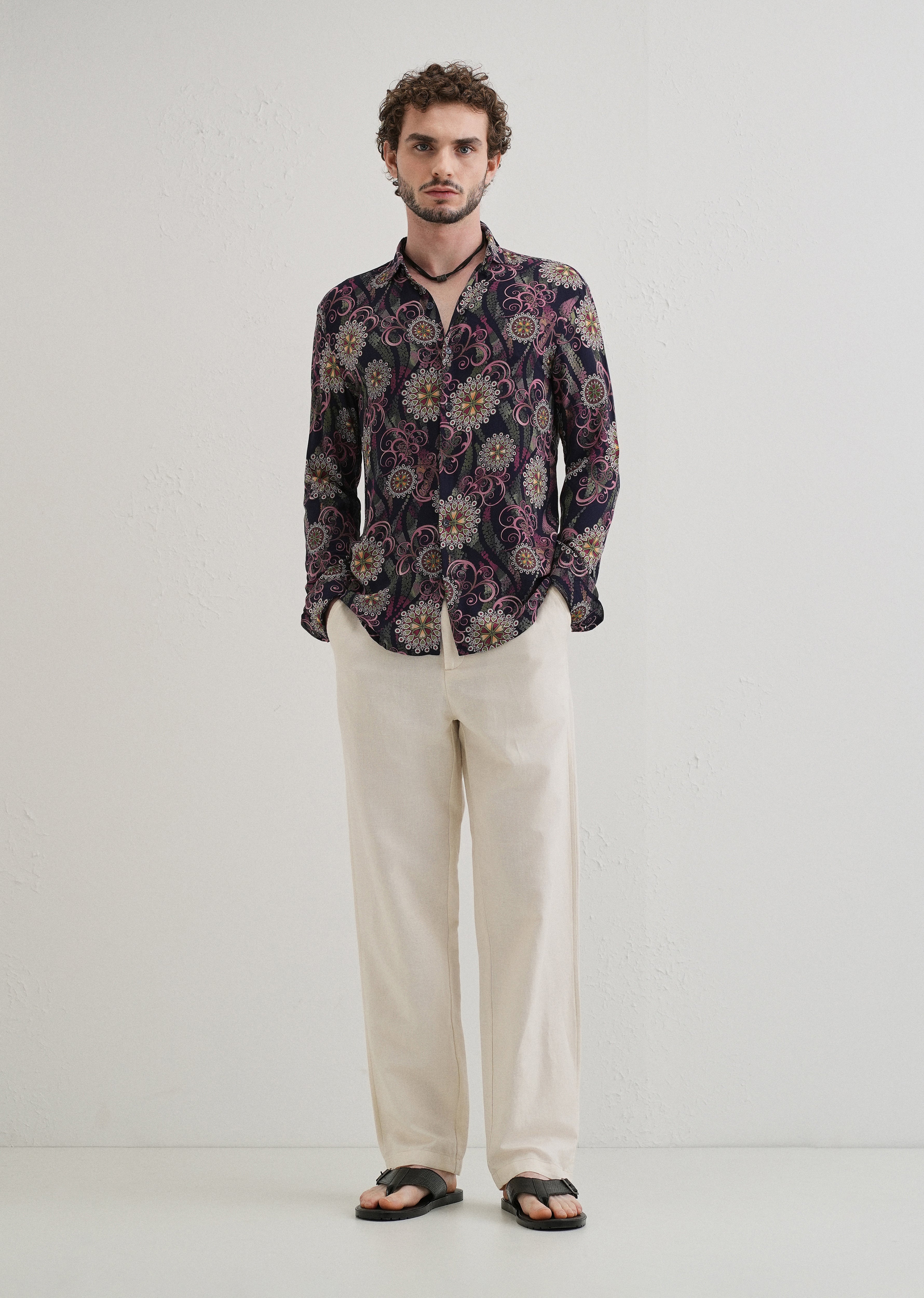 Floral Print Feather Shirt