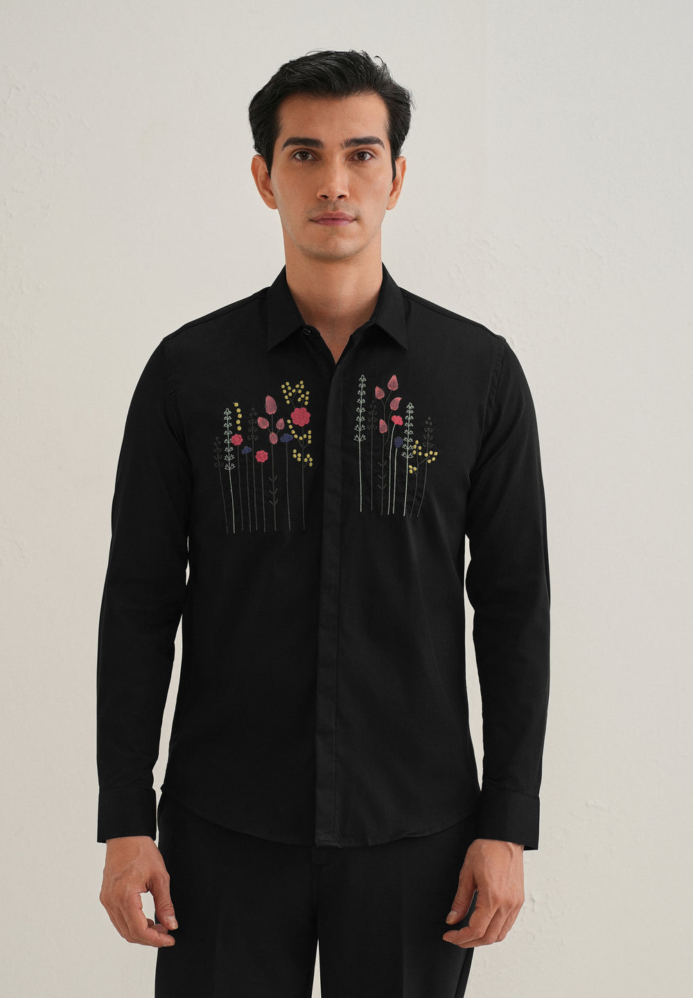 Floral Artistry Black Shirt