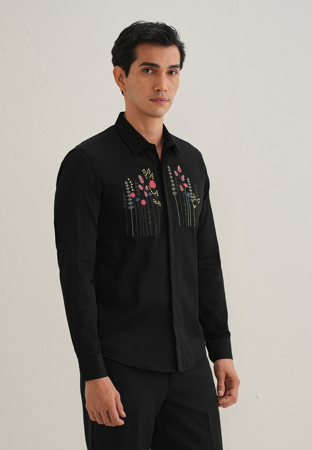 Floral Artistry Black Shirt
