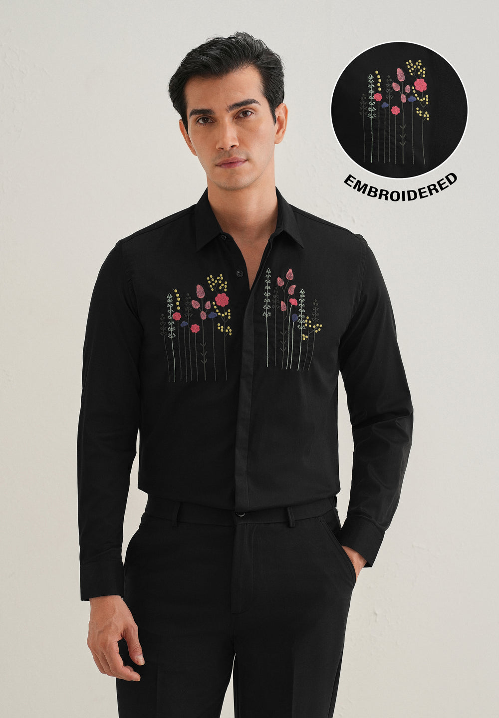 Floral Artistry Black Shirt