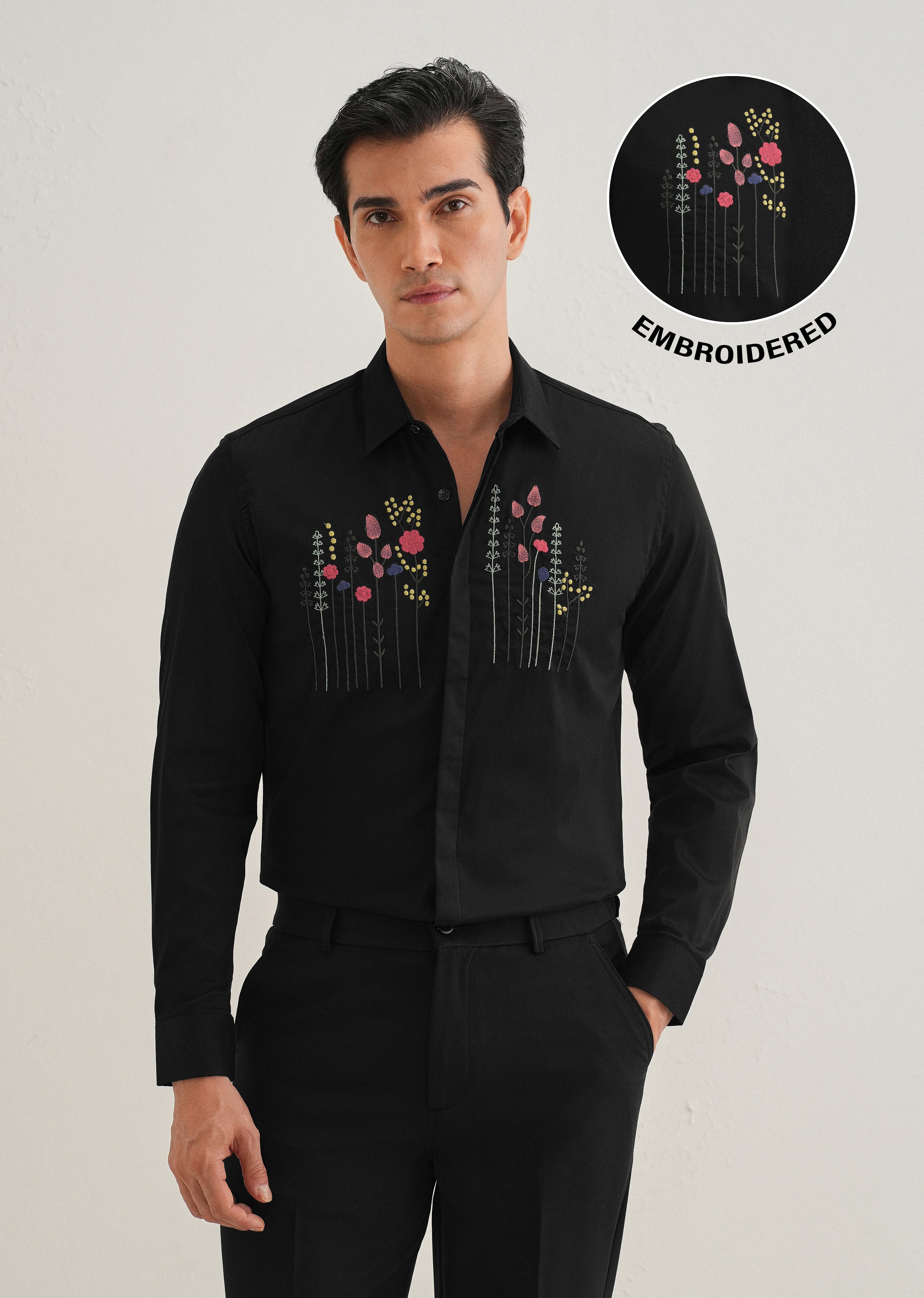 Floral Artistry Black Shirt
