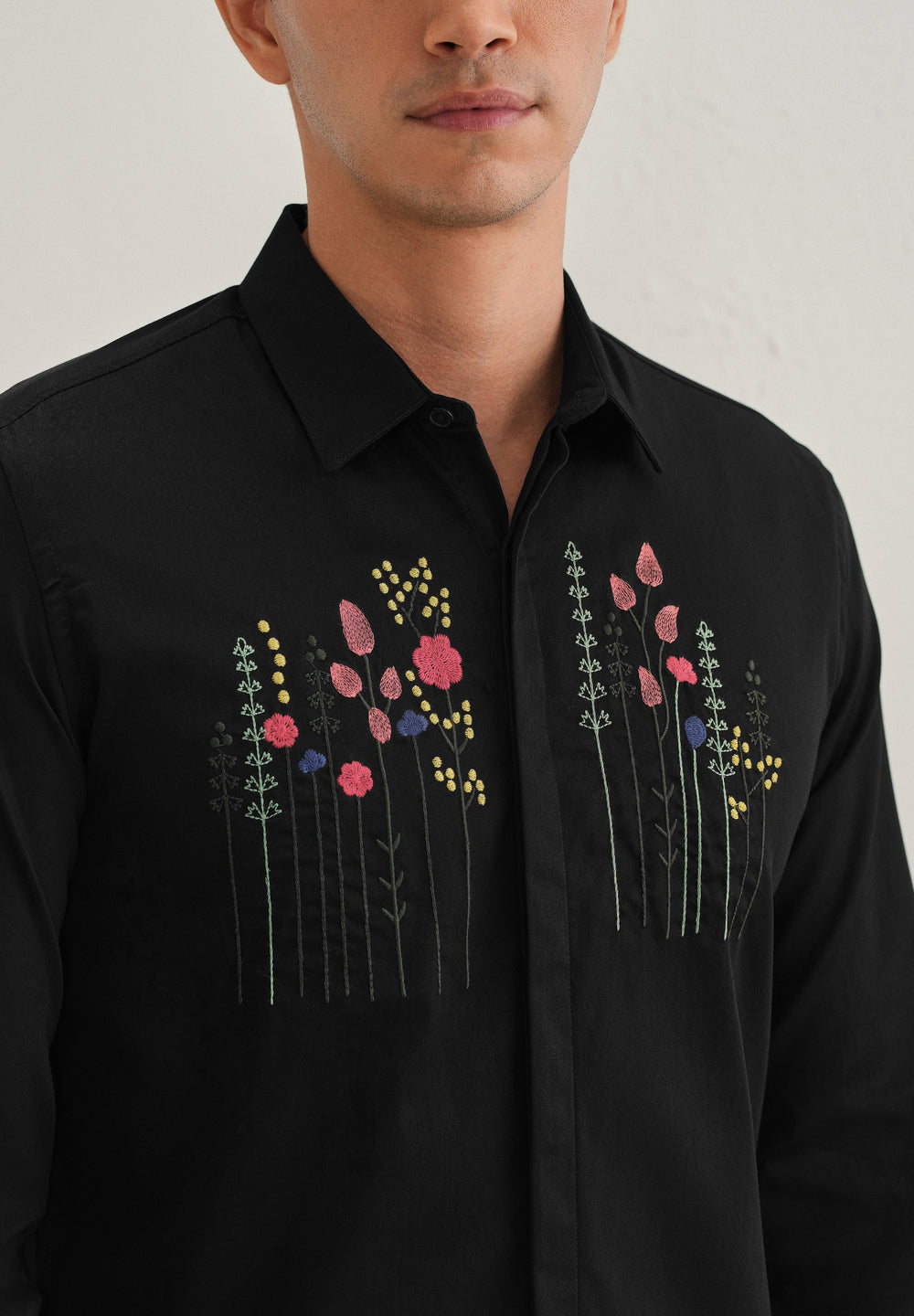 Floral Artistry Black Shirt