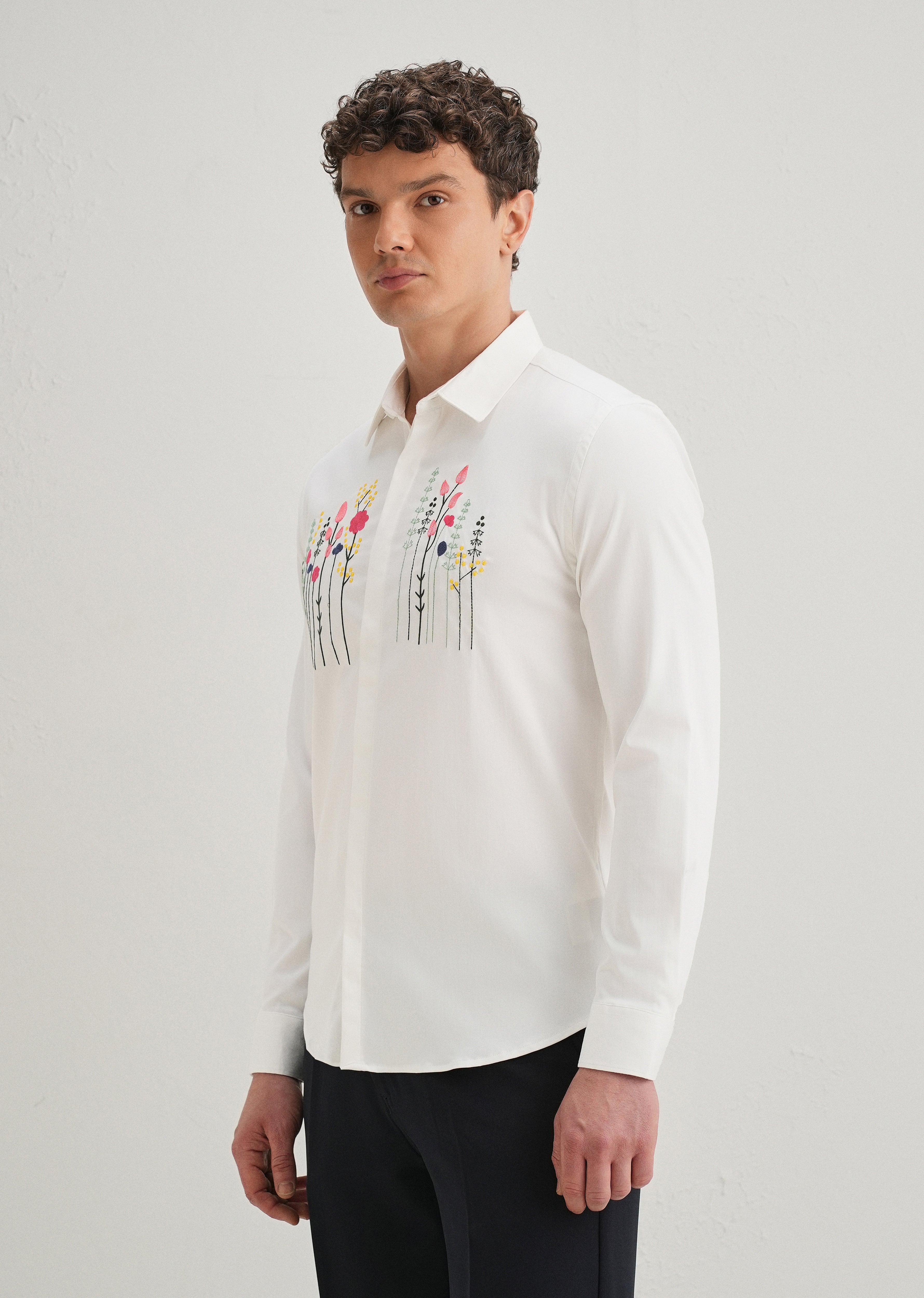 Floral Artistry White Shirt