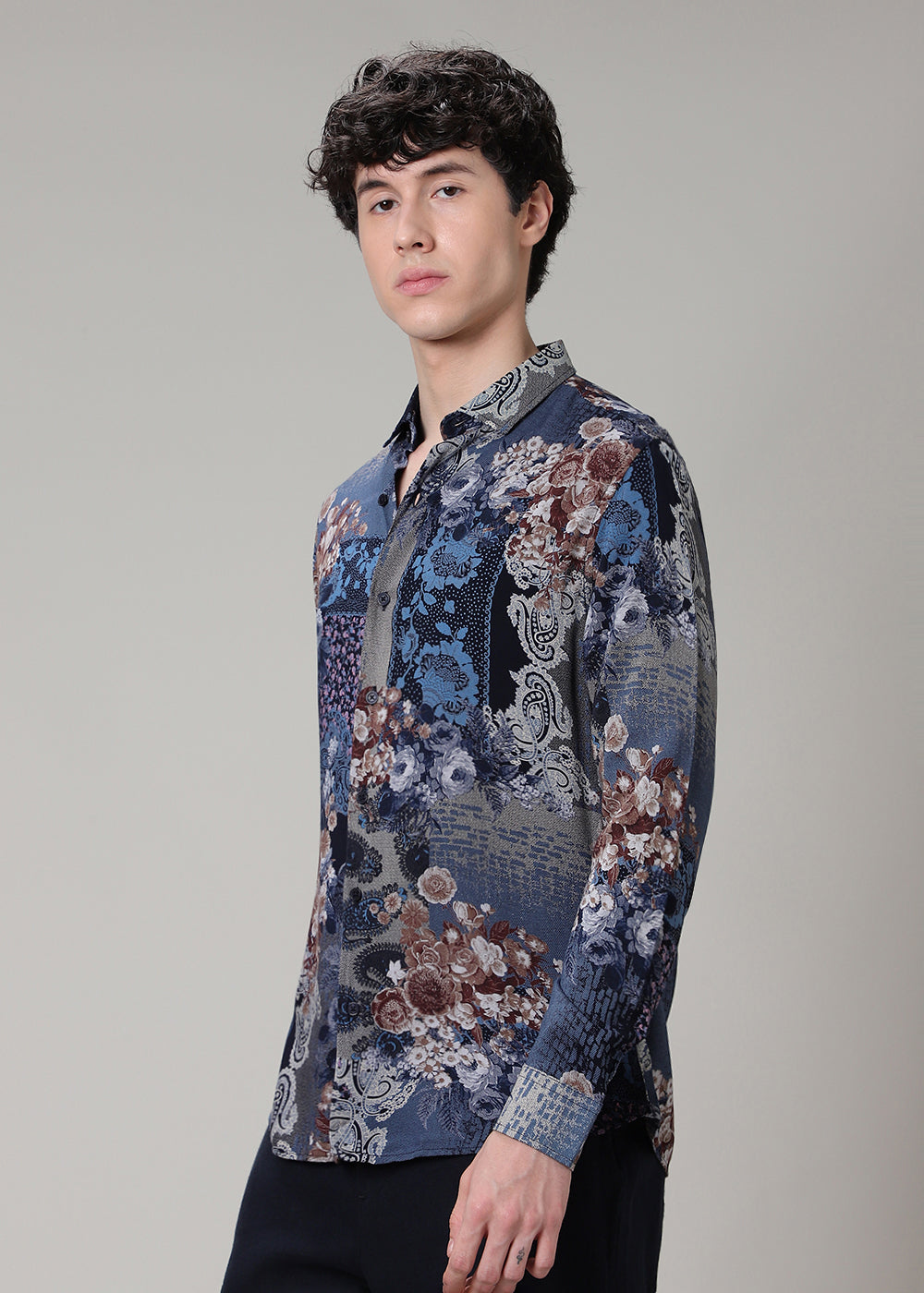 Florets Navy Blue Feather shirt