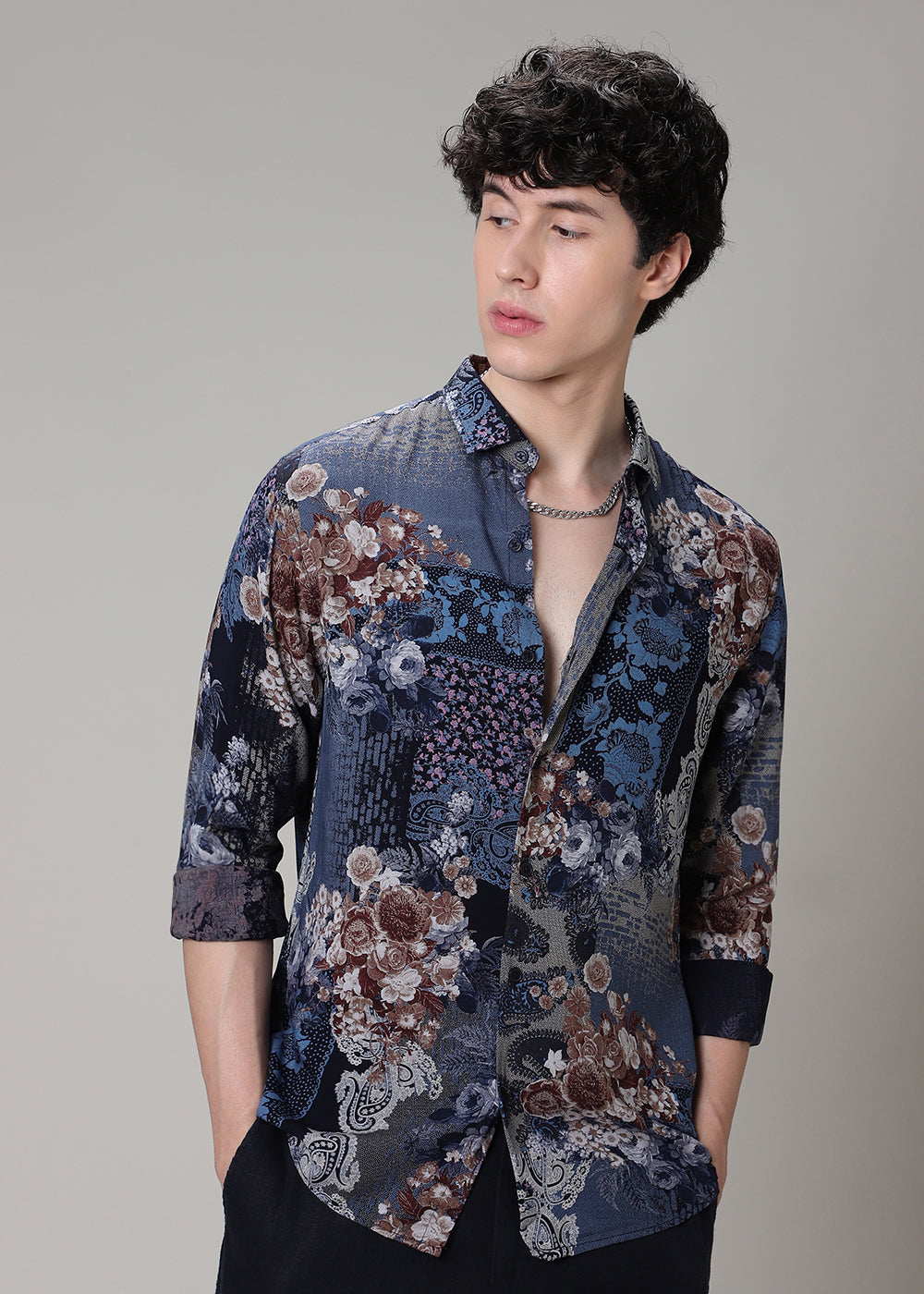 Florets Navy Blue Feather shirt