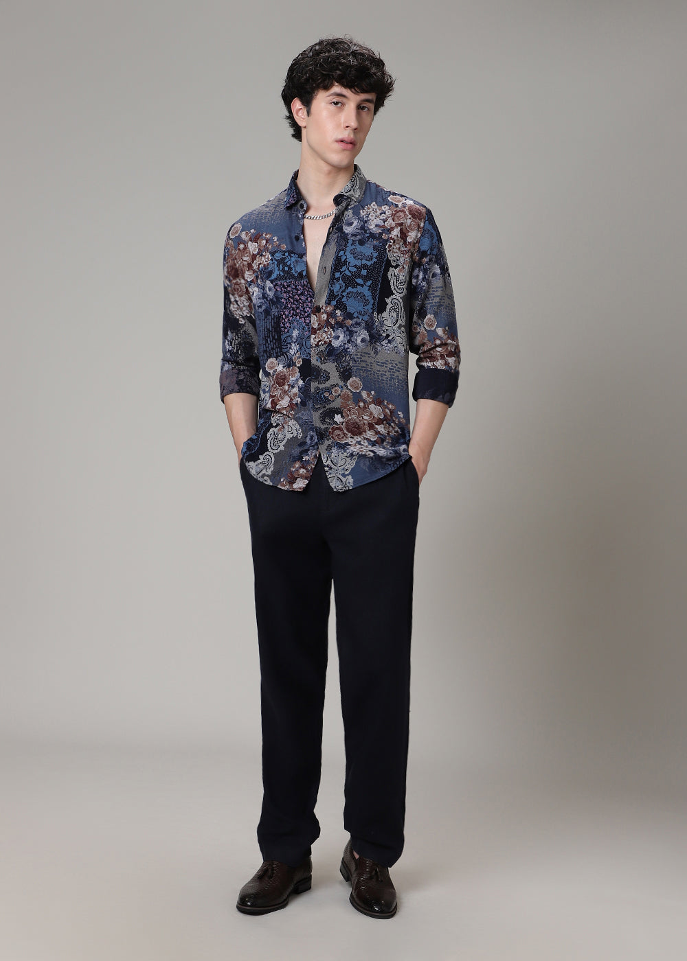 Florets Navy Blue Feather shirt