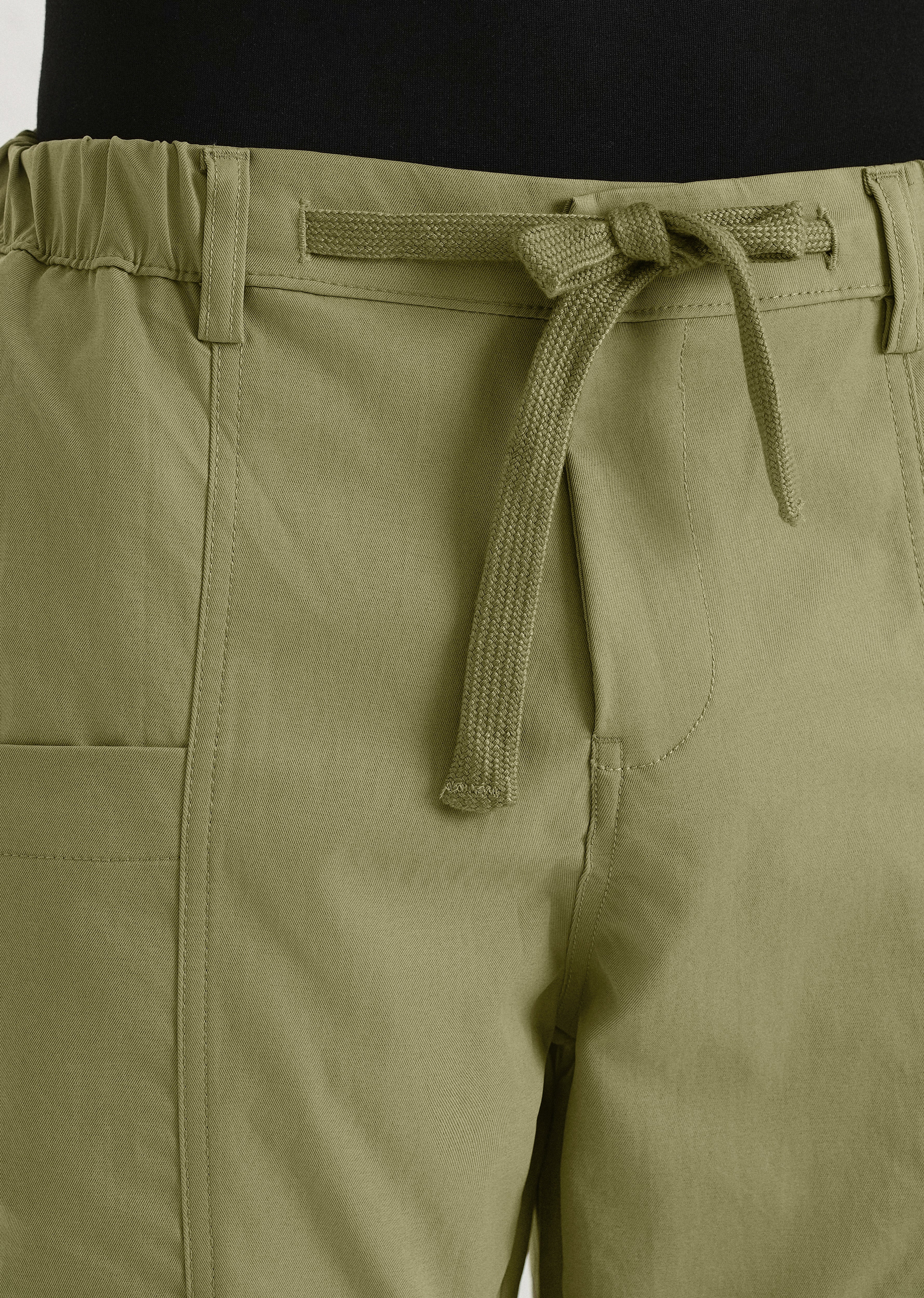 Forest Green Drawstring Panel Cargo