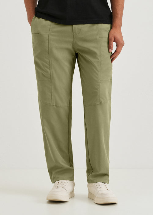 Forest Green Drawstring Panel Cargo