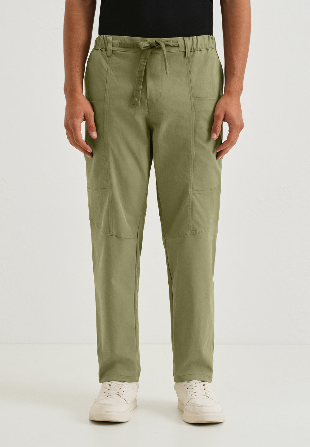 Forest Green Drawstring Panel Cargo