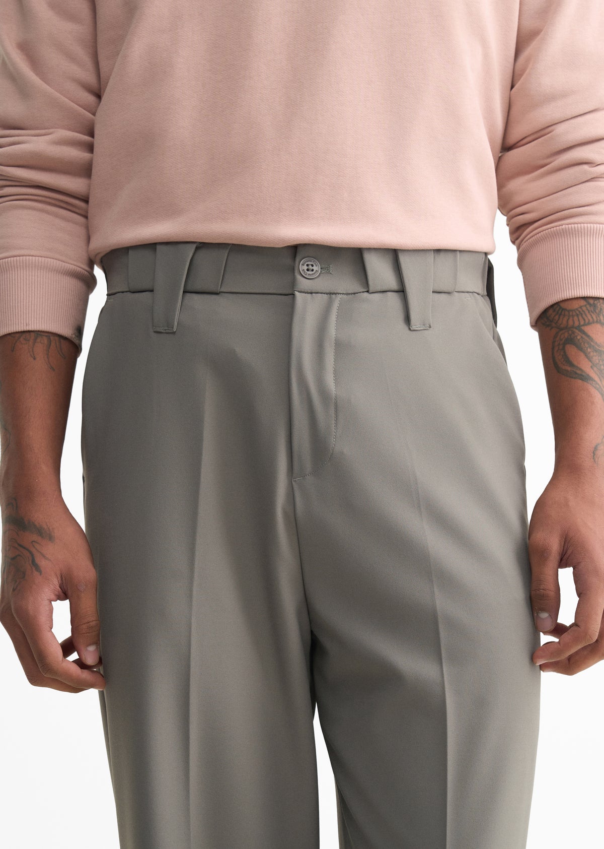 Fossil Grey Back Elastic Relaxed Fit Trouser