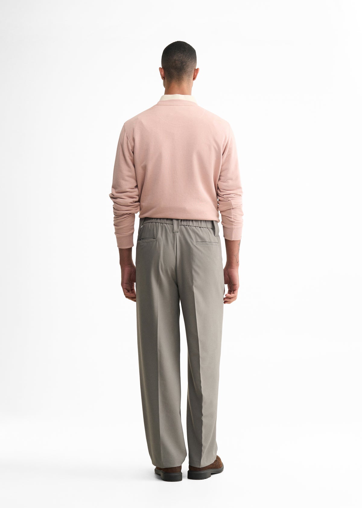 Fossil Grey Back Elastic Relaxed Fit Trouser