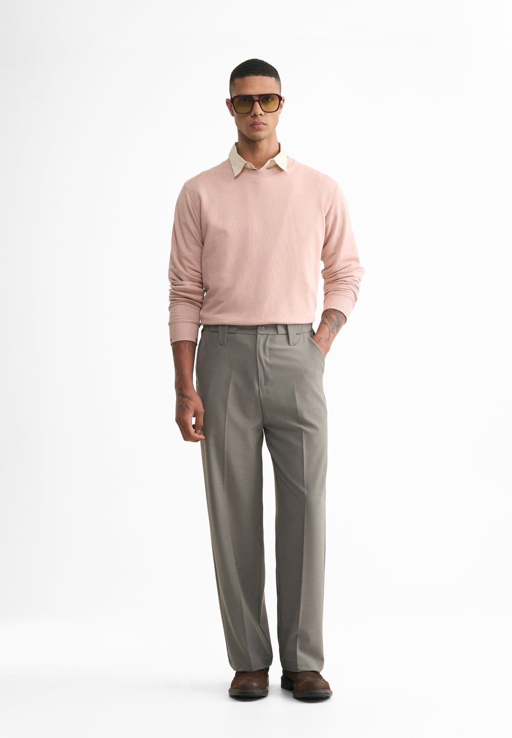 Fossil Grey Back Elastic Relaxed Fit Trouser