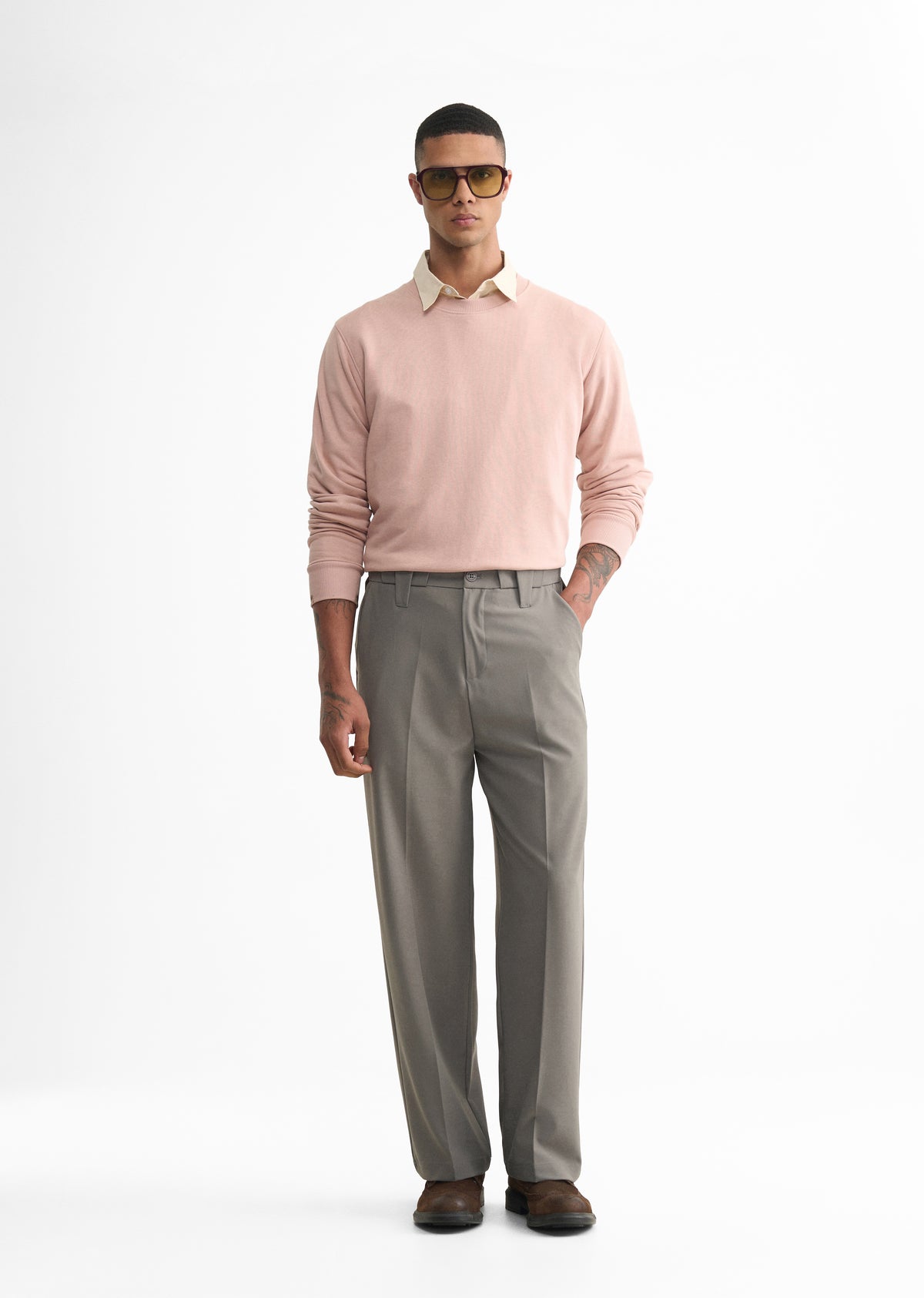 Fossil Grey Back Elastic Relaxed Fit Trouser