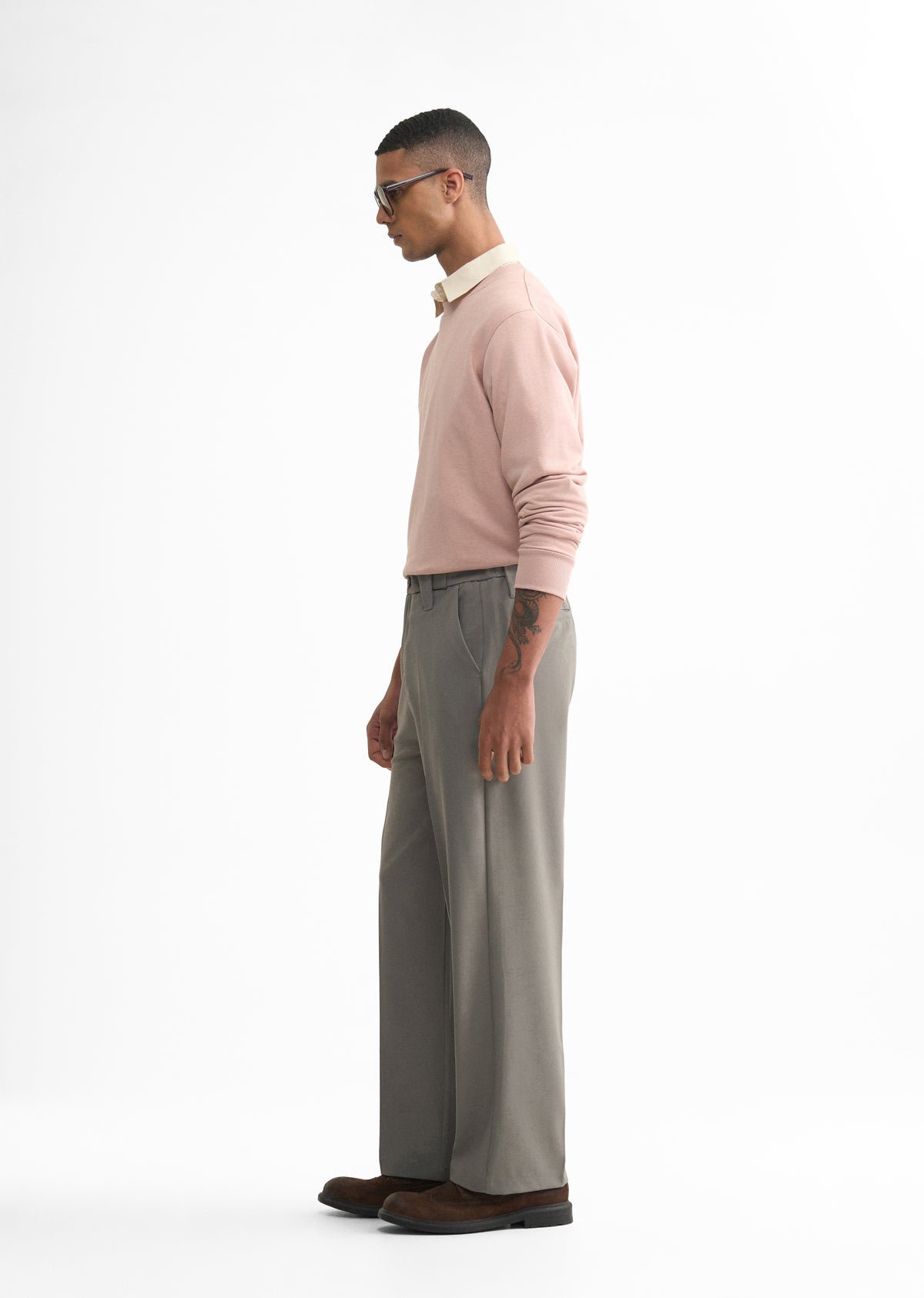Fossil Grey Back Elastic Relaxed Fit Trouser