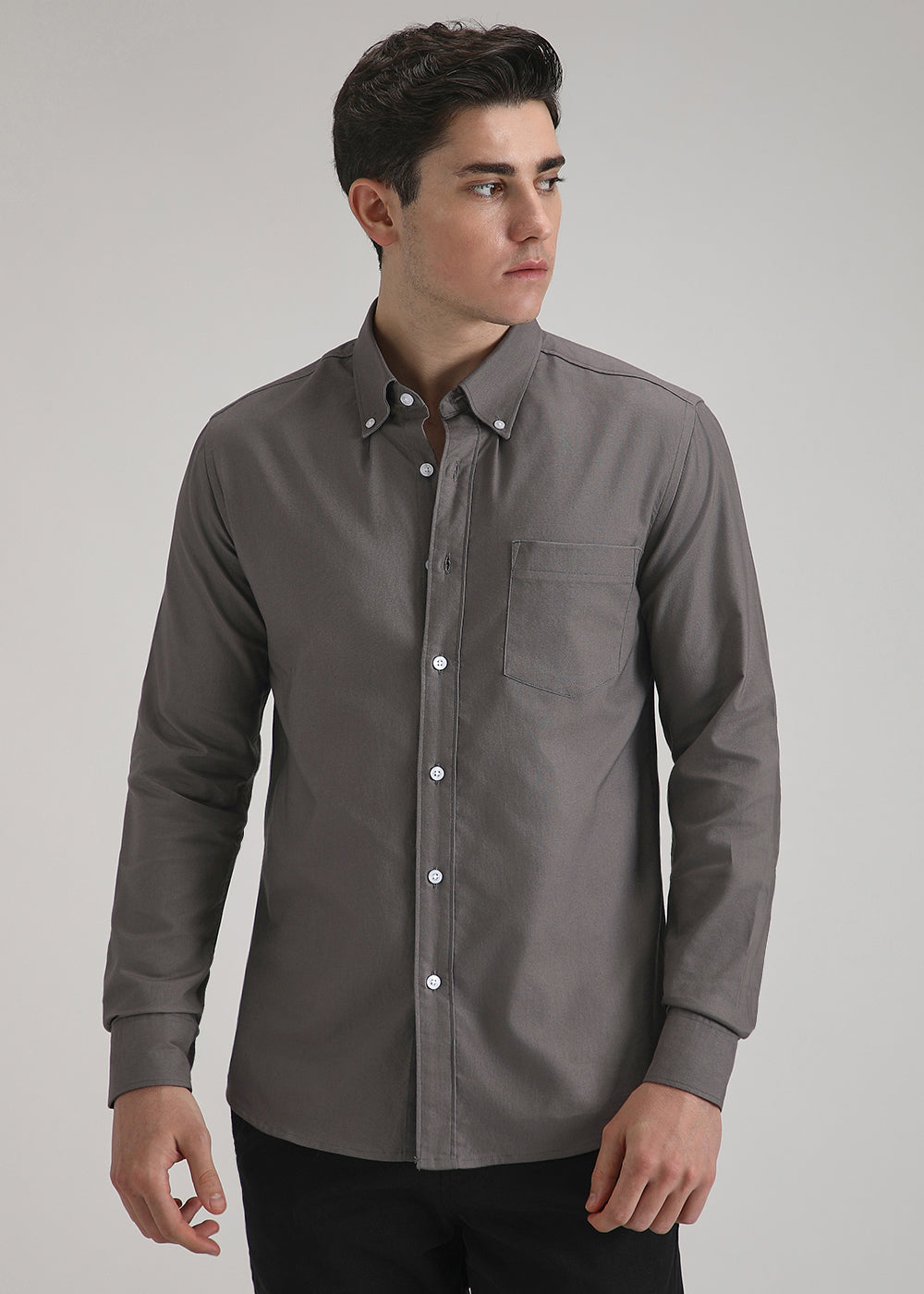 Fossil Grey Cotton Oxford Shirt