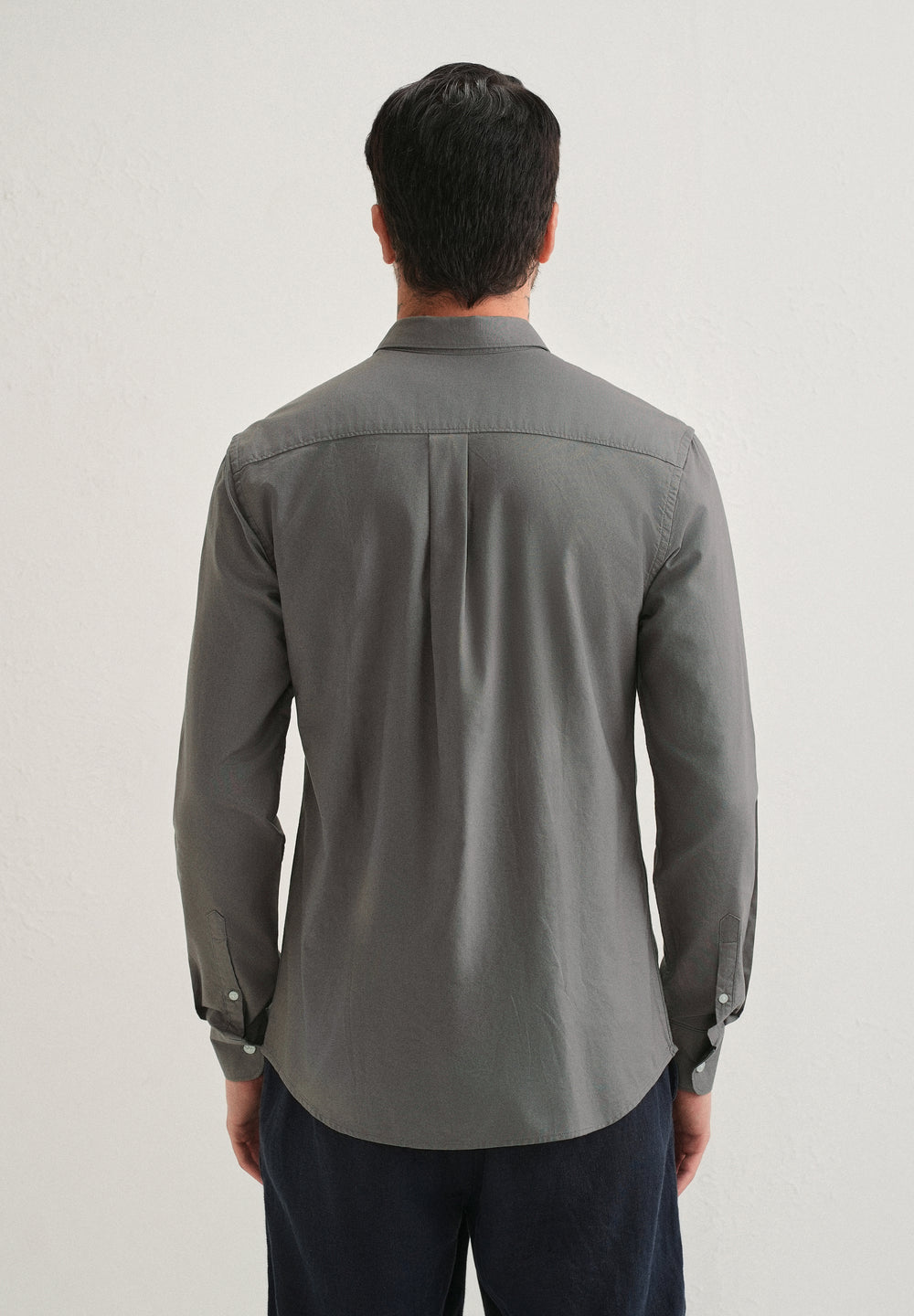 Fossil Grey Plain Cotton Oxford Shirt