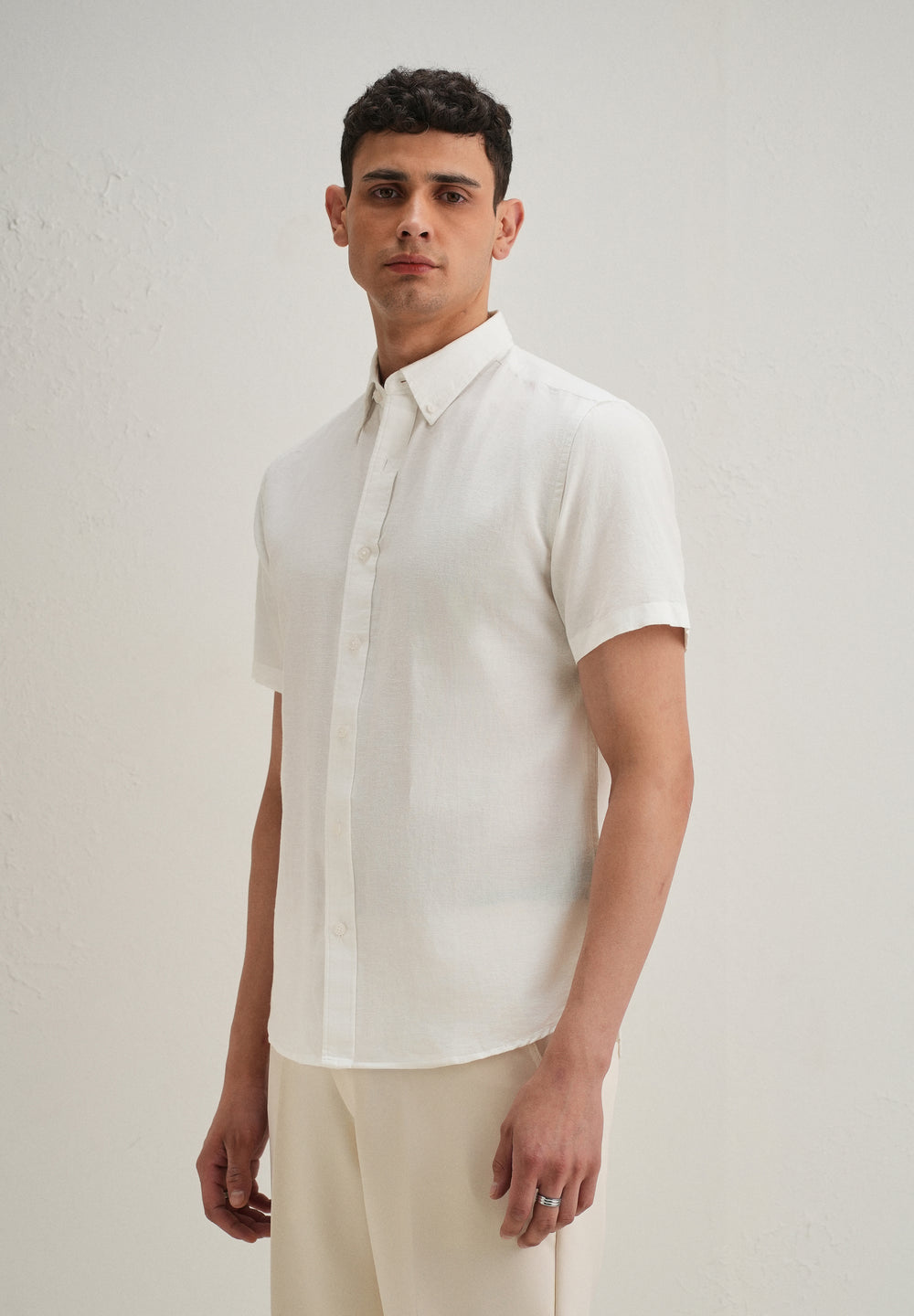 Frost White Cotton Linen Shirt