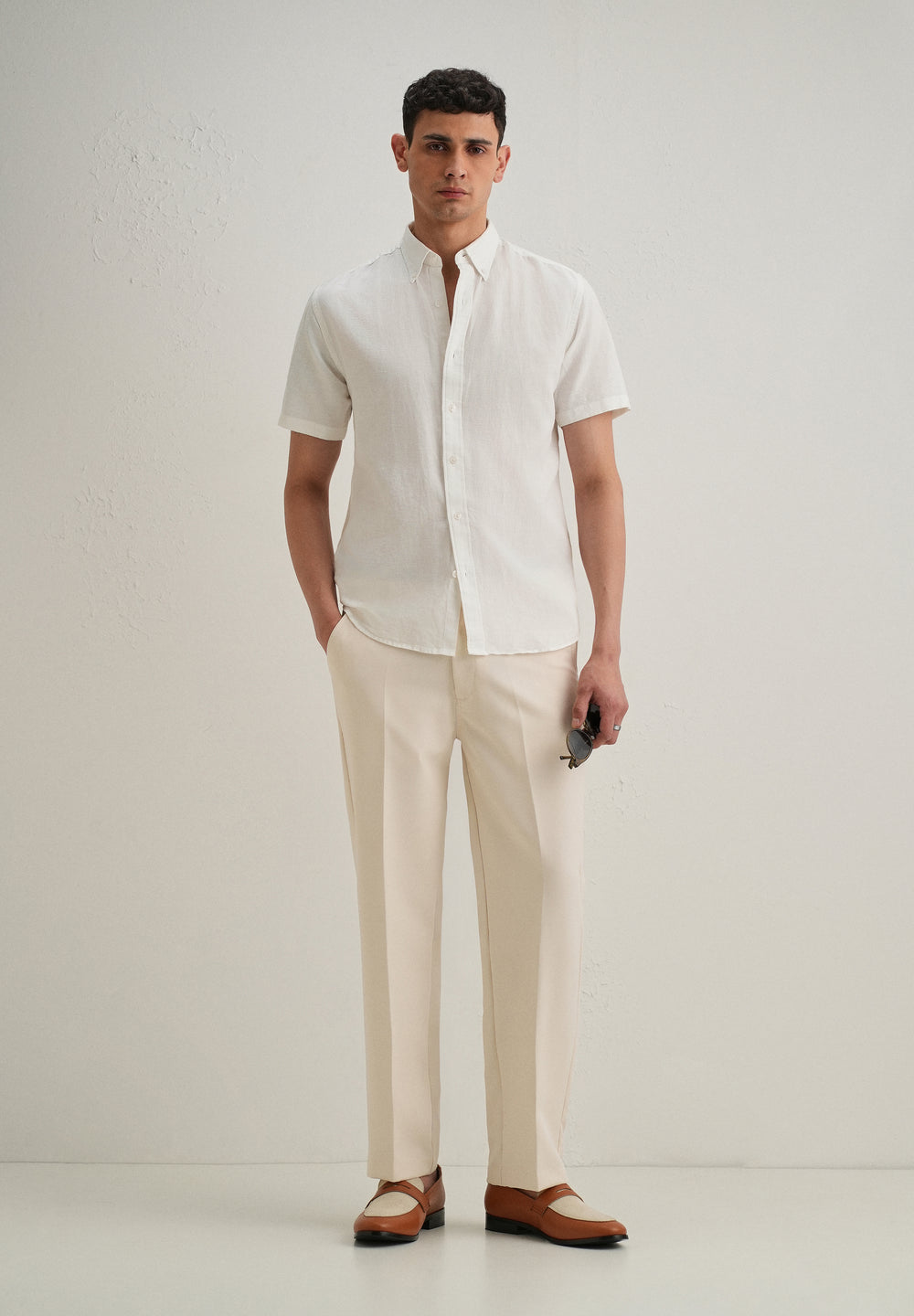 Frost White Cotton Linen Shirt